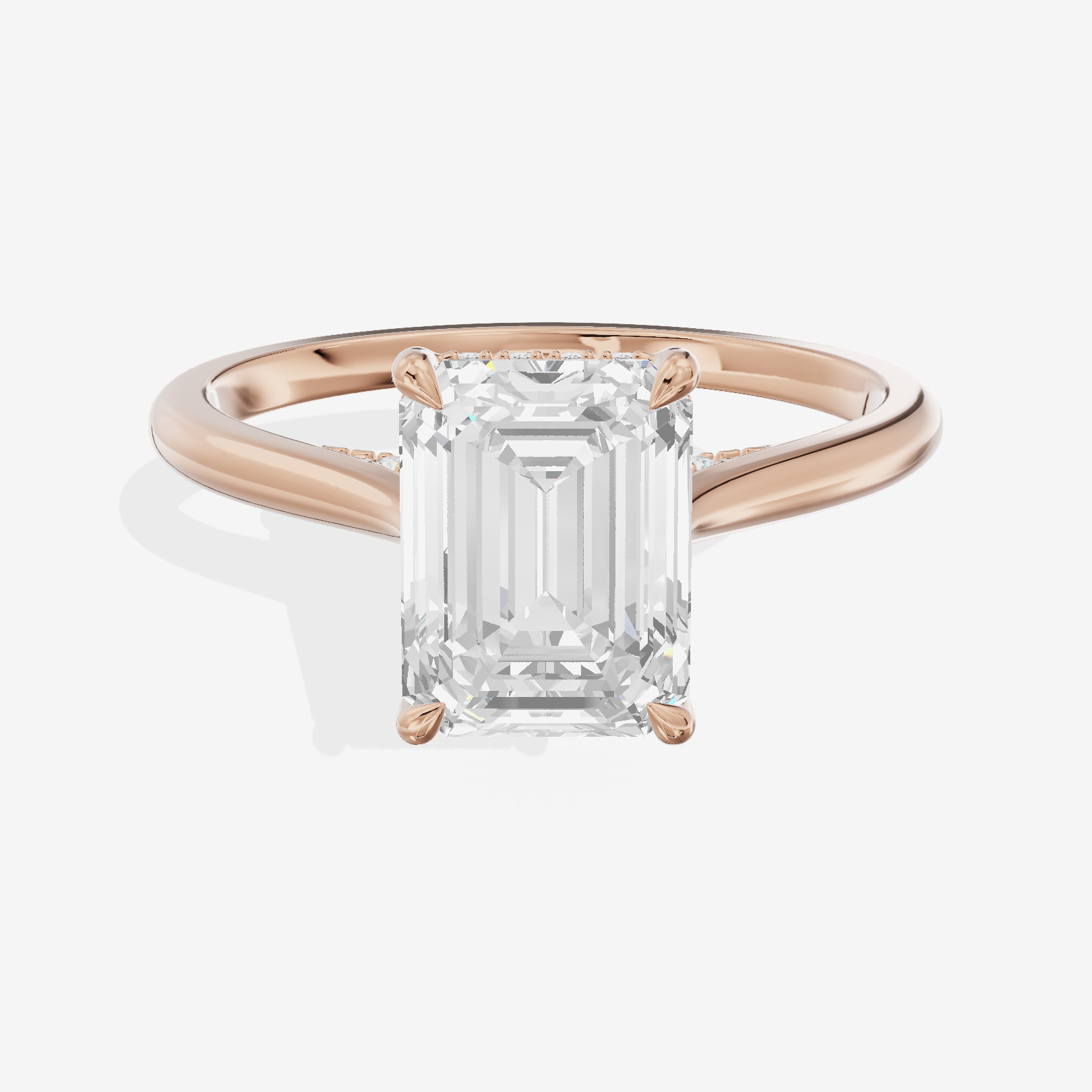 Grand Linger Emerald Engagement Ring with Side Stones (1/10 ct. tw.) in 18K Rose Gold