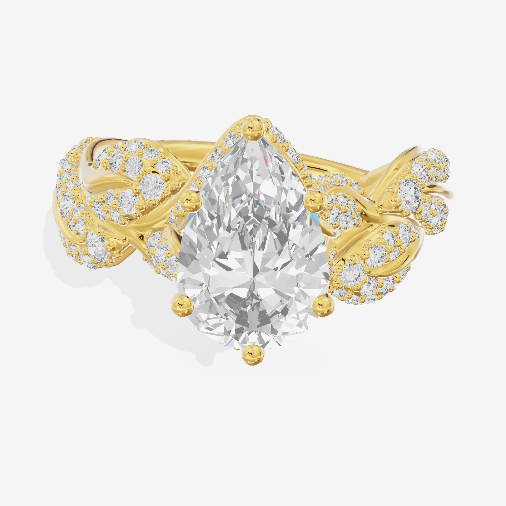 Luxe Eversince Pear Engagement Ring with Side Stones (1/2 ct. tw.) in 14K Yellow Gold