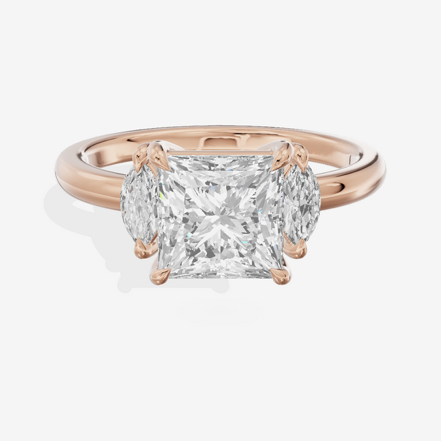 Classic Sincere Three Stone Princess Engagement Ring (1/3 ct. tw.) in 14K Rose Gold