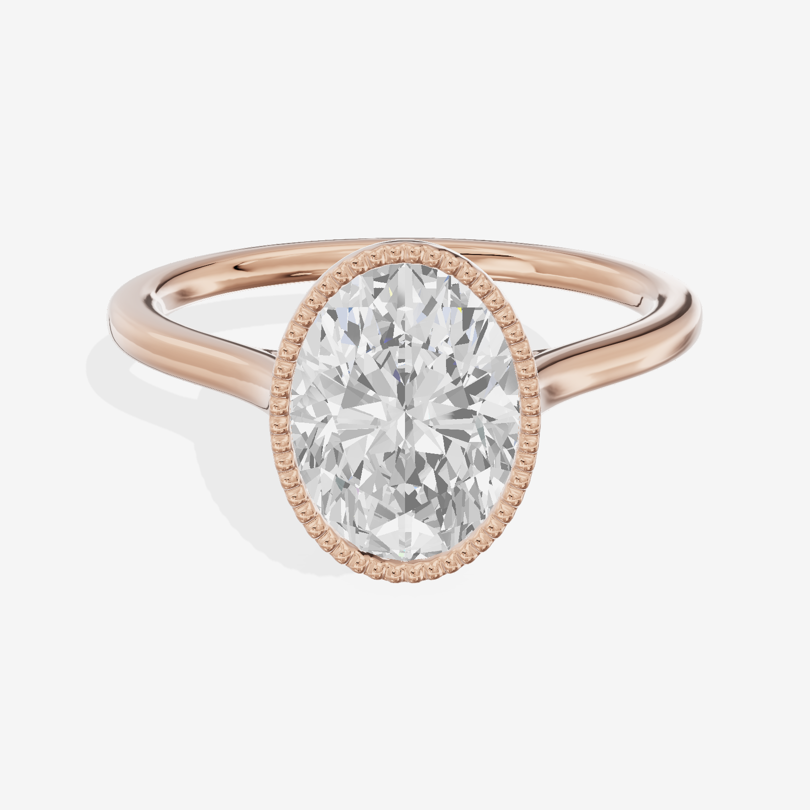 Modern Coeurine 1.5mm Oval Bezel Engagement Ring in 14K Rose Gold