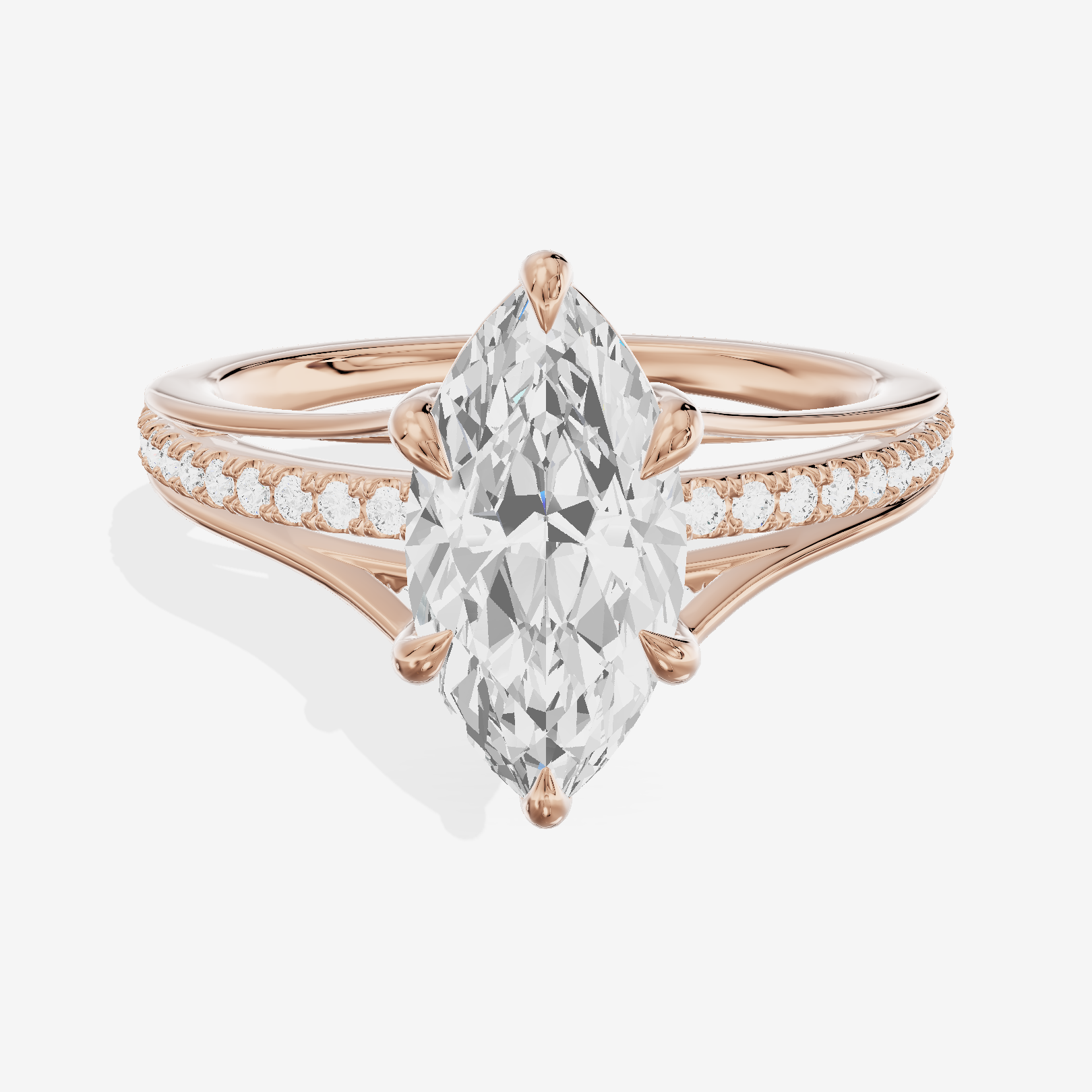 Bowed Coeurine Marquise Engagement Ring with Side Stones (1/6 ct. tw.) in 14K Rose Gold