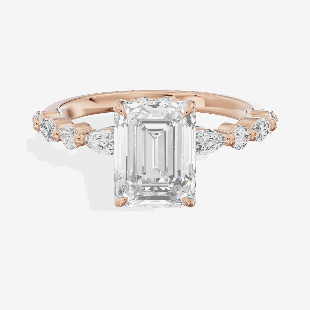 Luxe Adorae Emerald Hidden Halo Engagement Ring (2/5 ct. tw.) in 18K Rose Gold