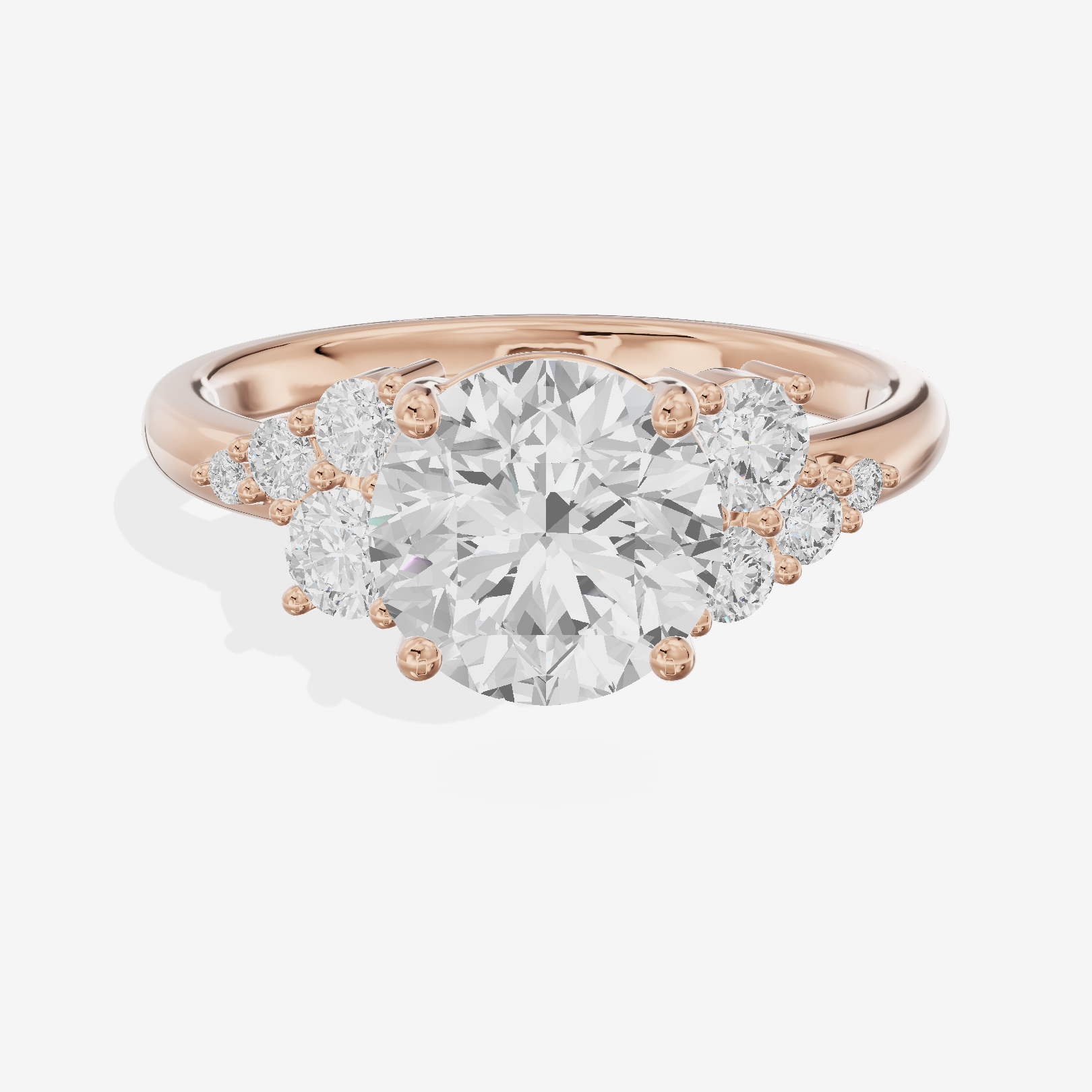 Modern Tender Round Engagement Ring with Side Stones (1/3 ct. tw.) in 18K Rose Gold