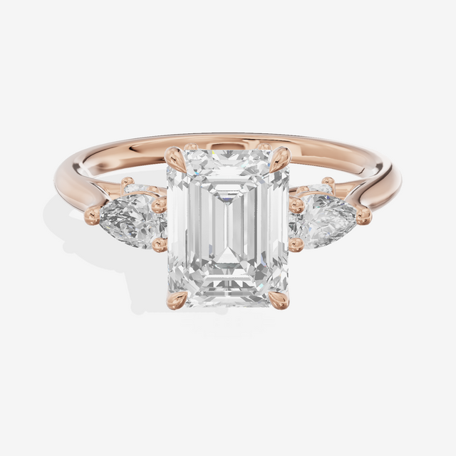 Classic Vowsae Three Stone Emerald Engagement Ring (3/5 ct. tw.) in 14K Rose Gold