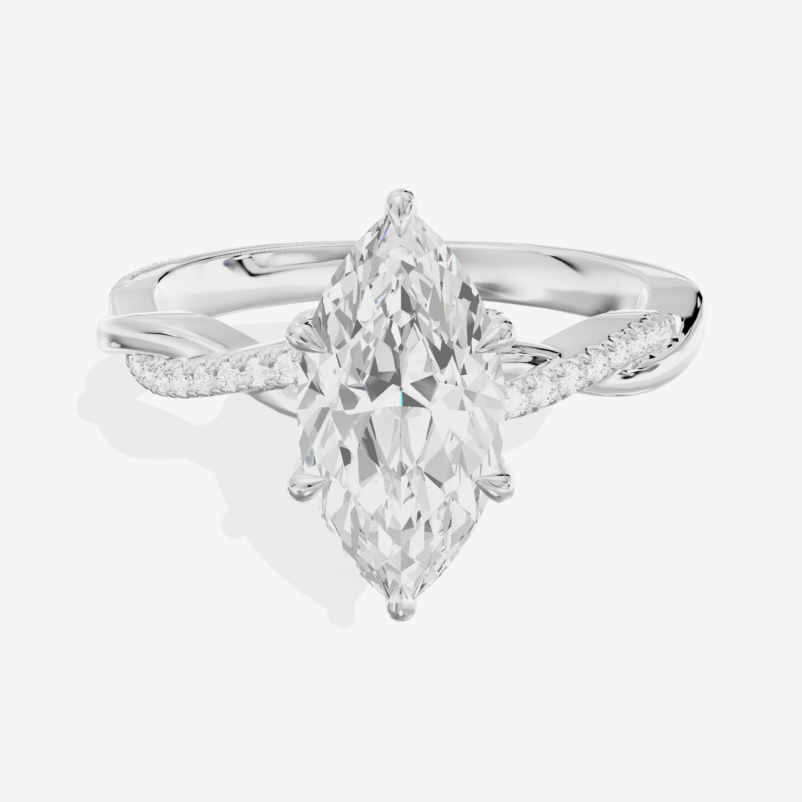 Petite Adorae Marquise Hidden Halo Engagement Ring (1/5 ct. tw.) in 18K White Gold