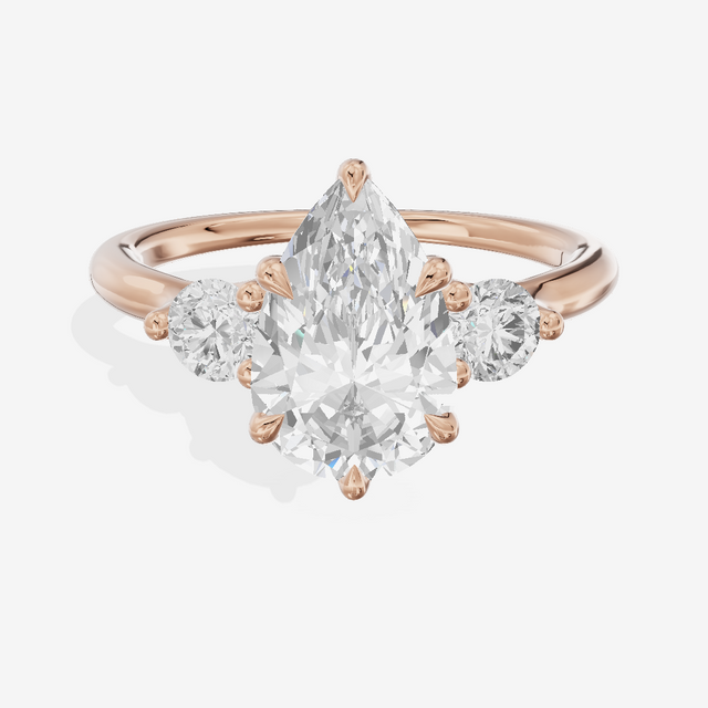 Eternal Vowsae Three Stone Pear Engagement Ring (1/3 ct. tw.) in 14K Rose Gold