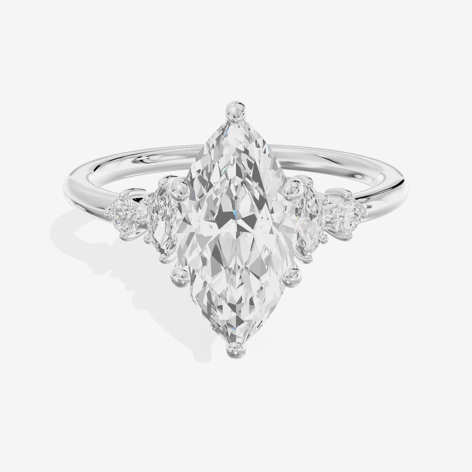 Hallowed Halcyon Marquise Engagement Ring with Side Stones (1/6 ct. tw.) in 14K White Gold