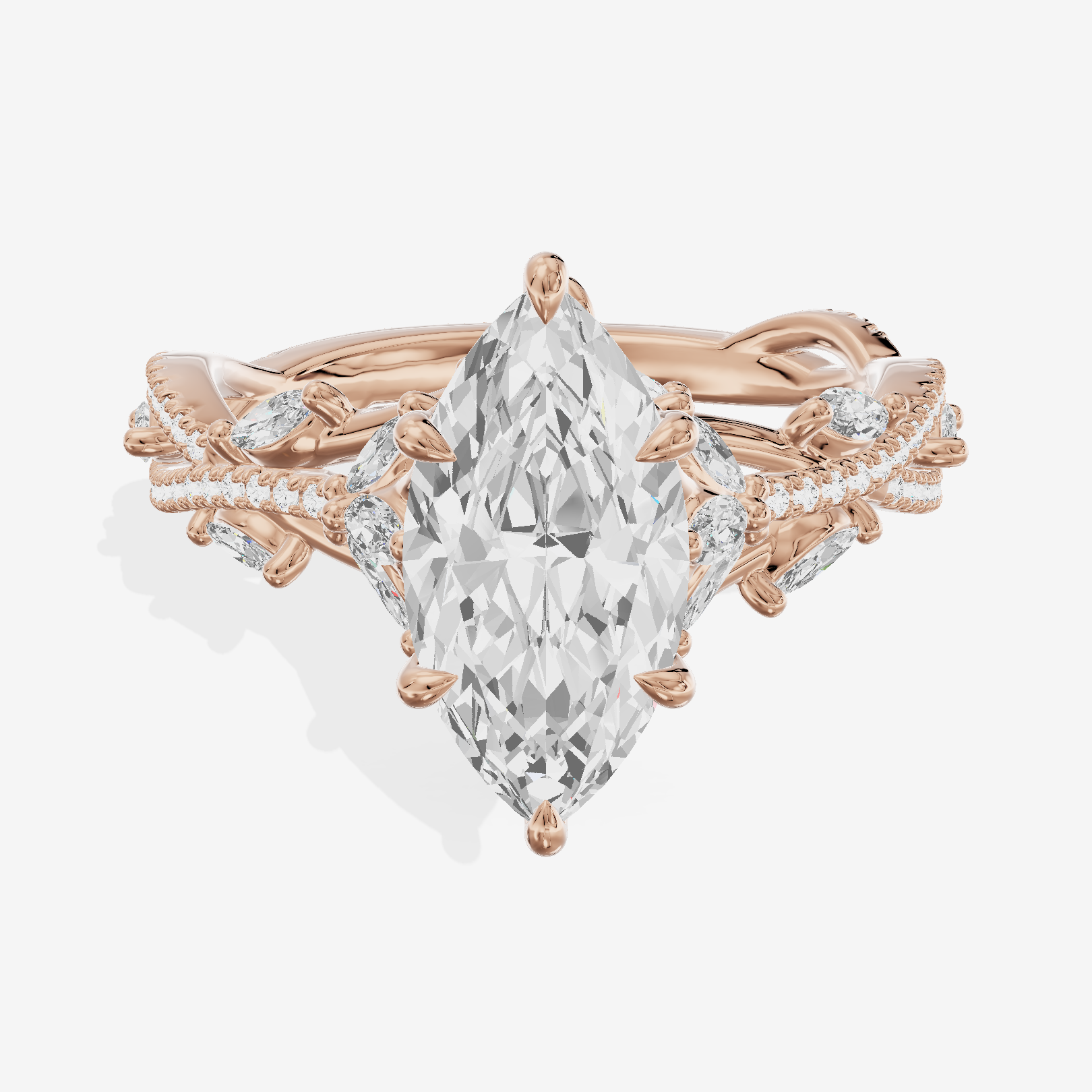 Grand Twine Marquise Twisted Engagement Ring (3/4 ct. tw.) in 18K Rose Gold