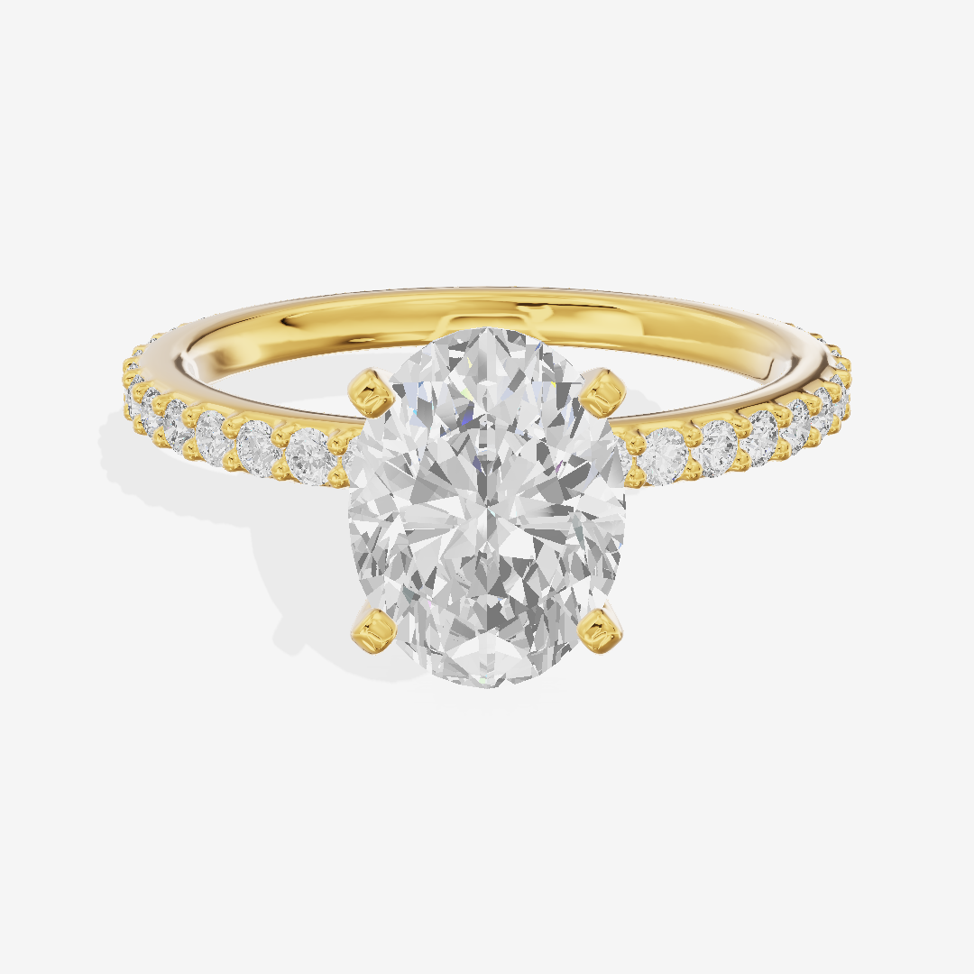Petite Trellise Oval Engagement Ring with Side Stones (1/3 ct. tw.) in 14K Yellow Gold