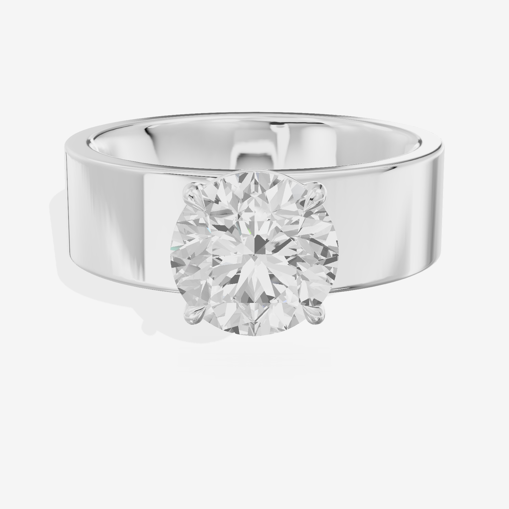 Aimora Solitaire 6mm Round Engagement Ring in 18K White Gold