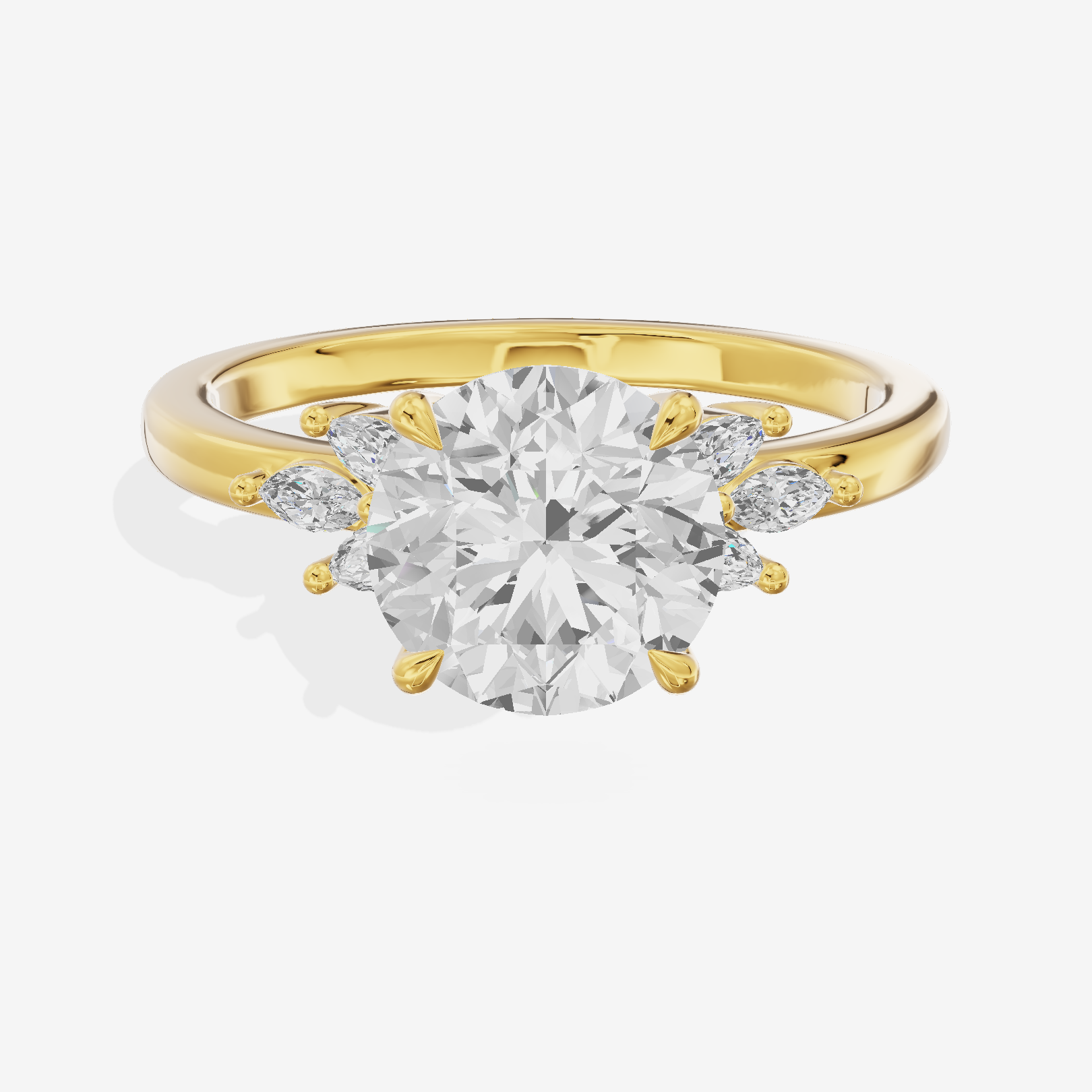 Modern Halcyon Round Engraved Engagement Ring (1/5 ct. tw.) in 18K Yellow Gold
