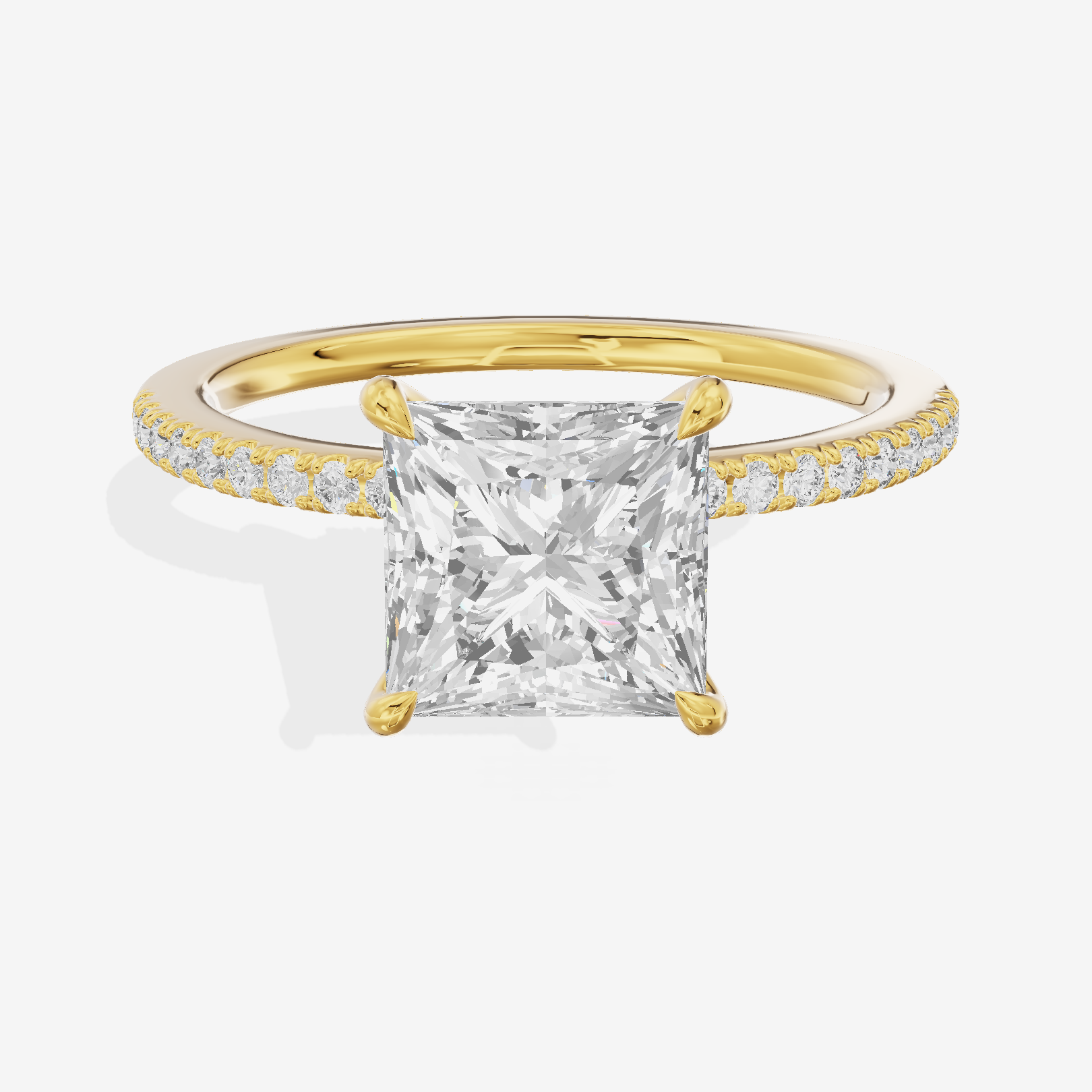Grand Mirelle Princess Hidden Halo Engagement Ring (1/5 ct. tw.) in 18K Yellow Gold