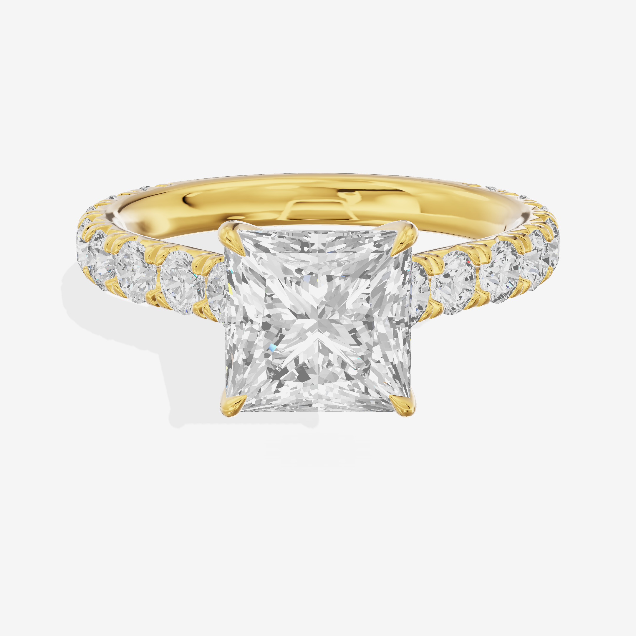 Twine Princess Engagement Ring with Side Stones (7/8 ct. tw.) in 14K Yellow Gold