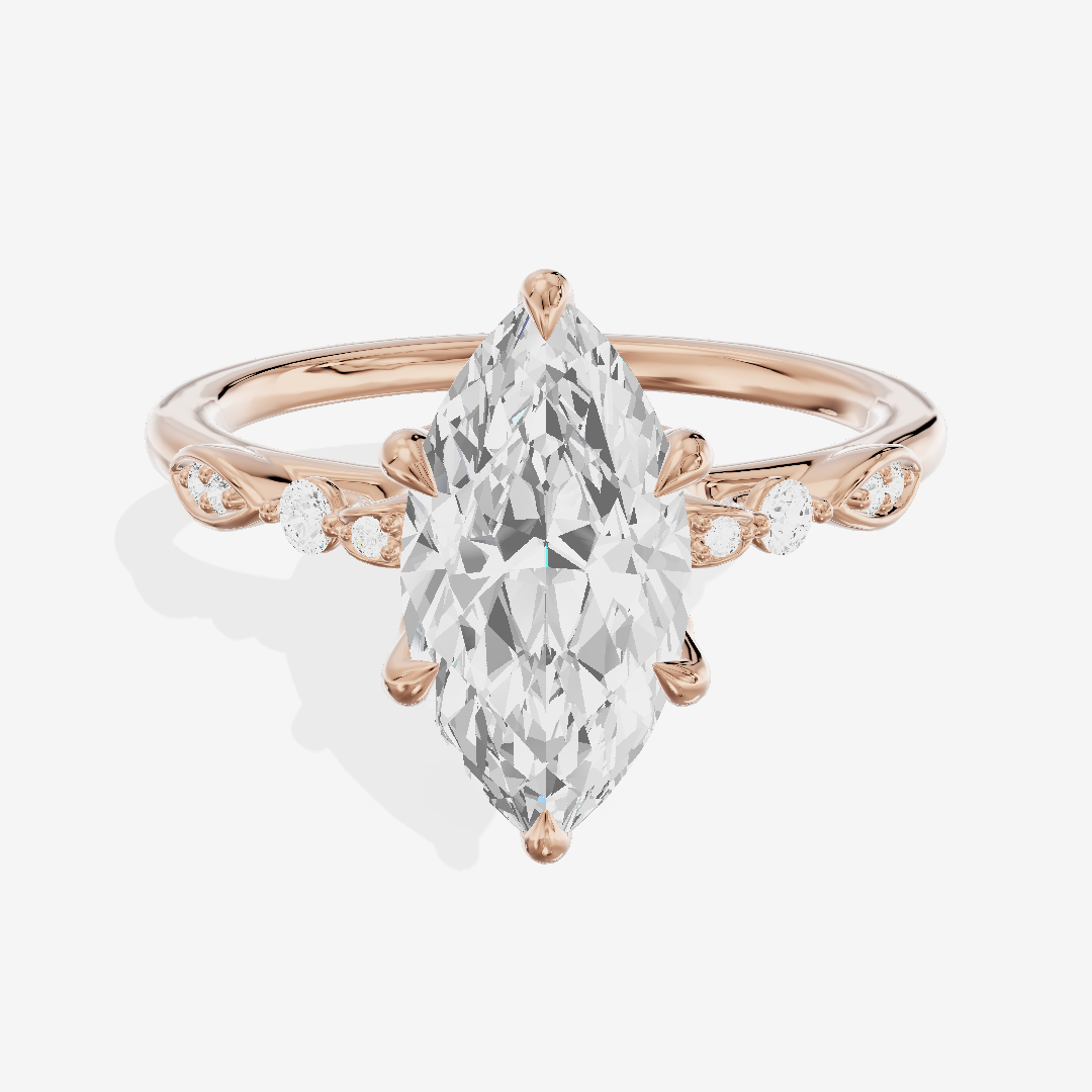 Modern Maia Marquise Engagement Ring with Side Stones (1/5 ct. tw.) in 18K Rose Gold