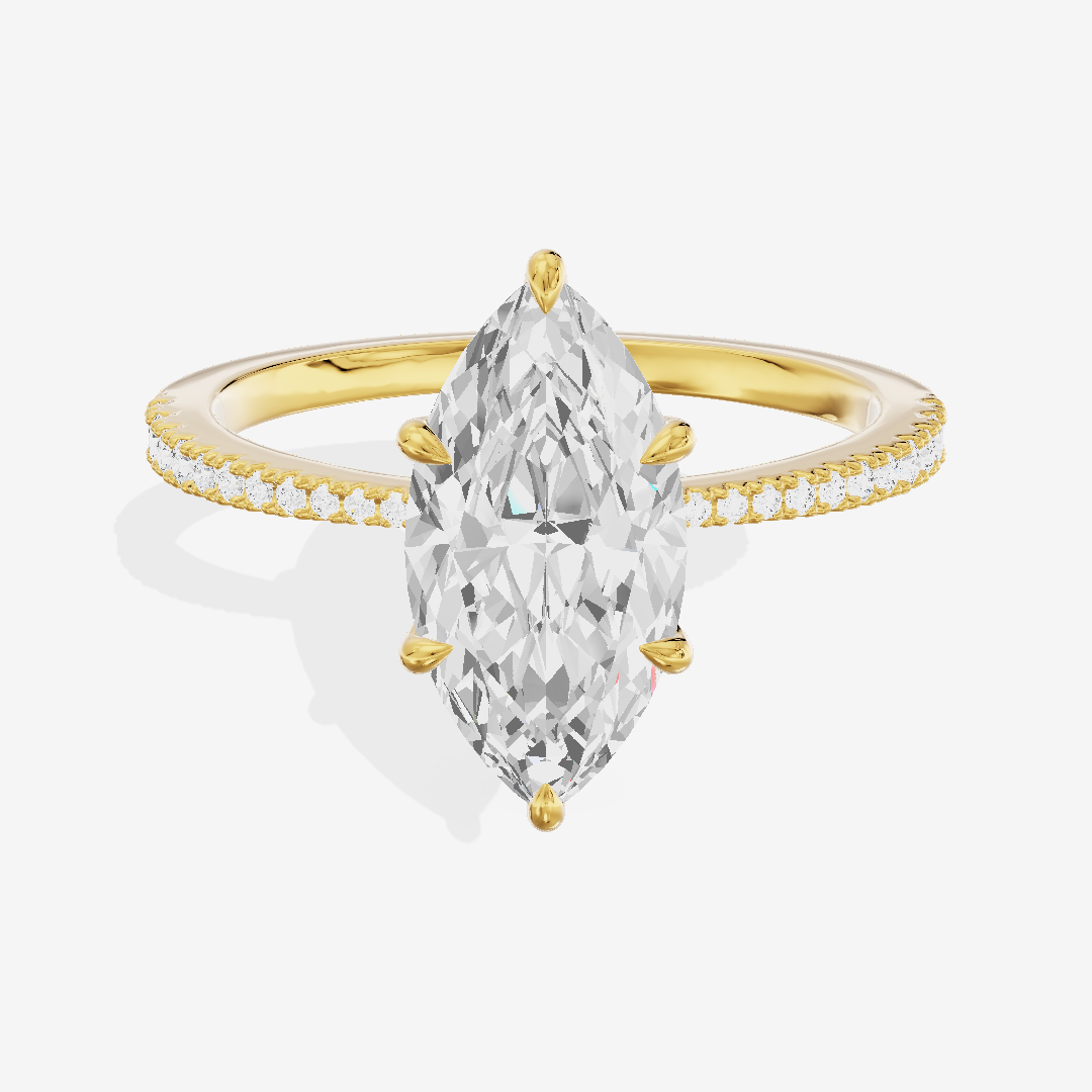 Grand Tender Marquise Engagement Ring with Side Stones (1/8 ct. tw.) in 18K Yellow Gold