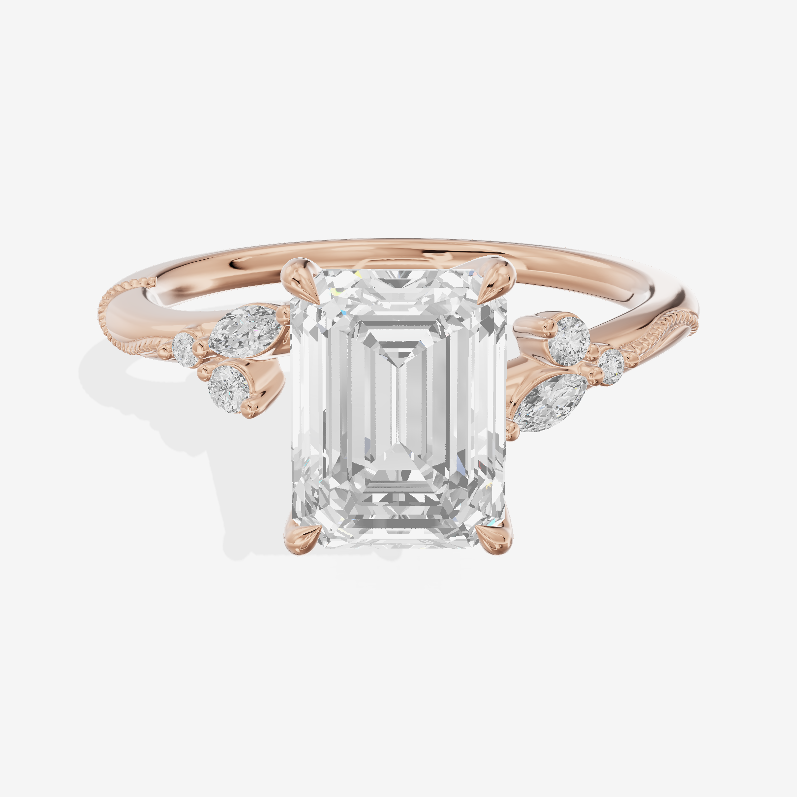 Vintage Lumera Emerald Engagement Ring (1/10 ct. tw.) in 18K Rose Gold