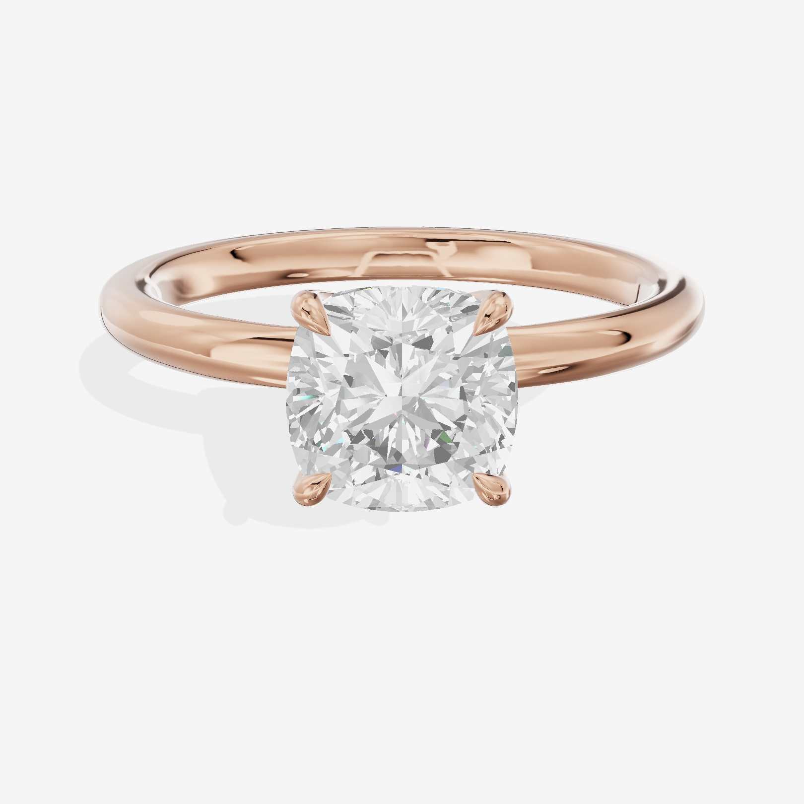 Adorae Solitaire 2mm Cushion Engagement Ring in 14K Rose Gold