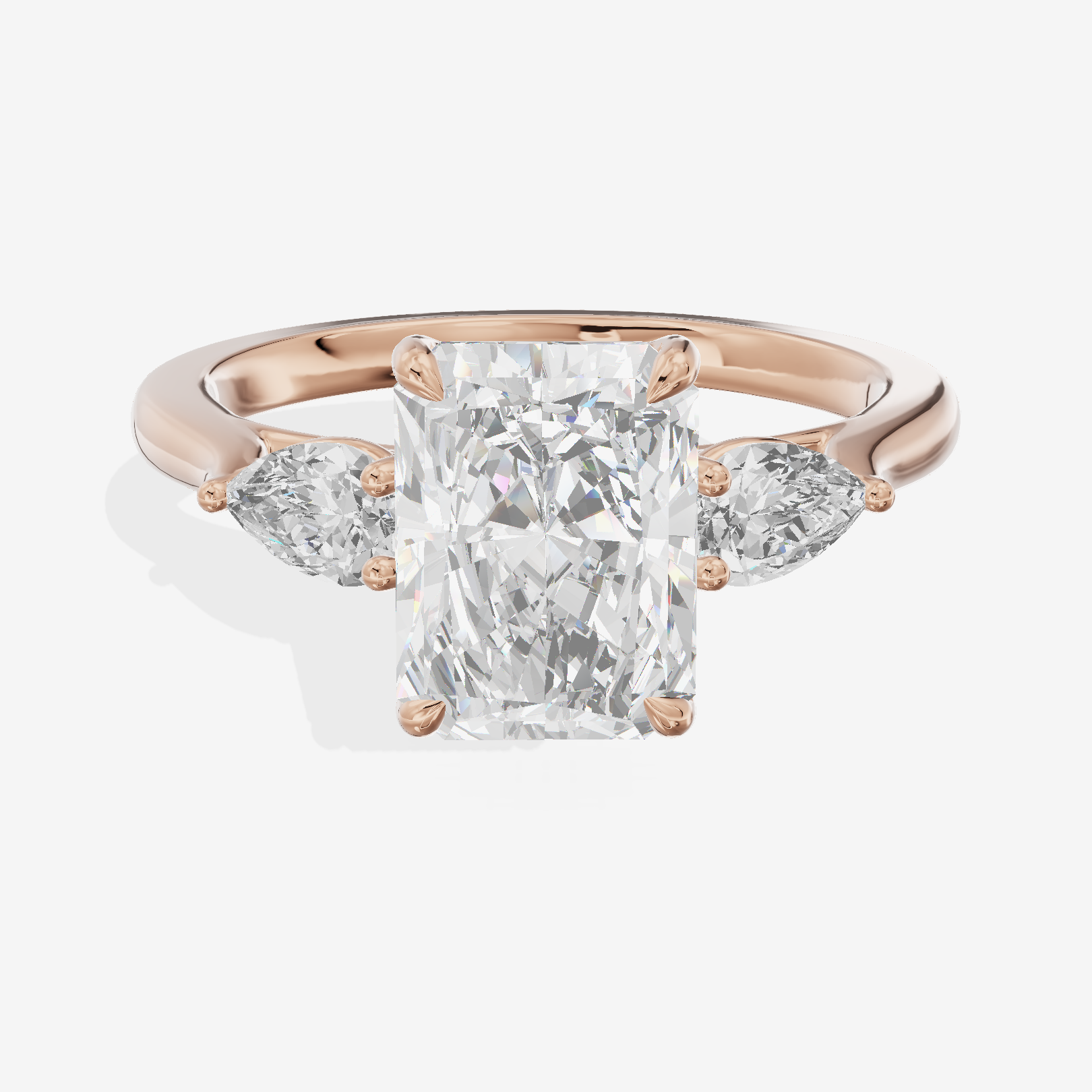 Classic Eversince Radiant Engagement Ring with Side Stones (2/5 ct. tw.) in 18K Rose Gold