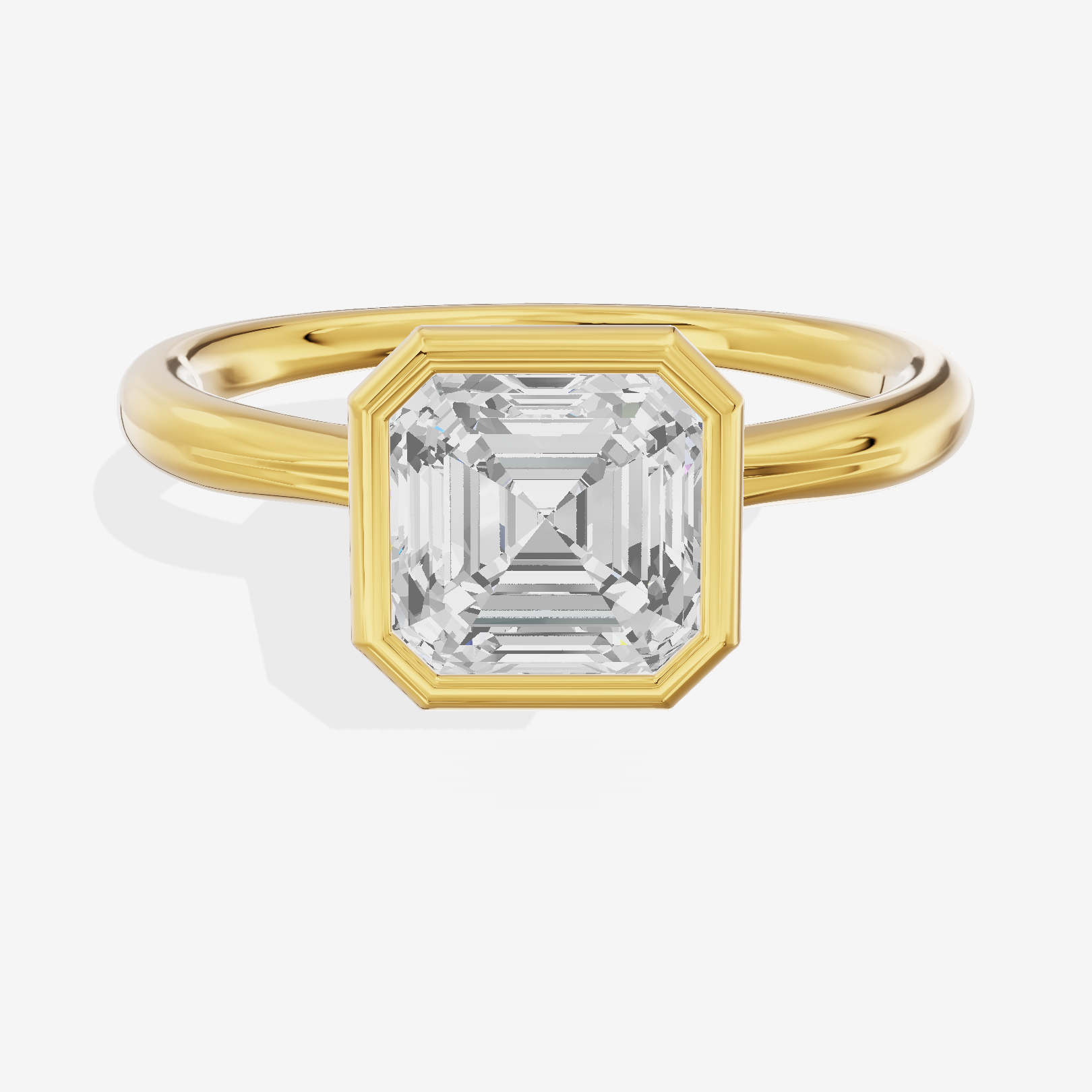 Coeurine Bezel 2mm Asscher Solitaire Engagement Ring in 14K Yellow Gold
