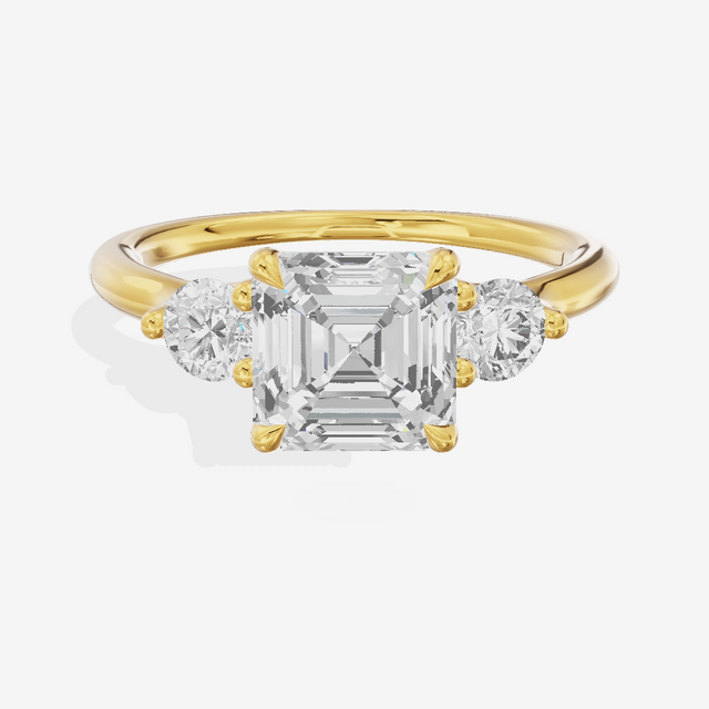 Eternal Vowsae Three Stone Asscher Engagement Ring (1/3 ct. tw.) in 14K Yellow Gold