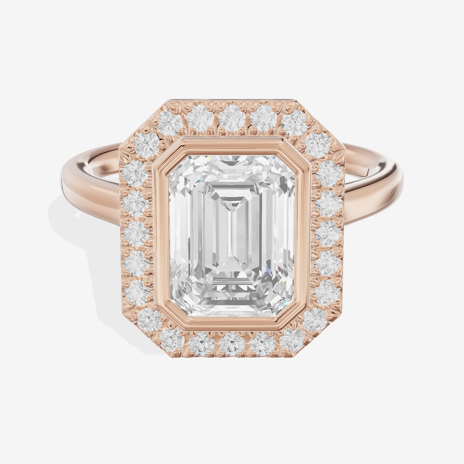 Trellise Halo Emerald Engagement Ring (1/4 ct. tw.) in 18K Rose Gold
