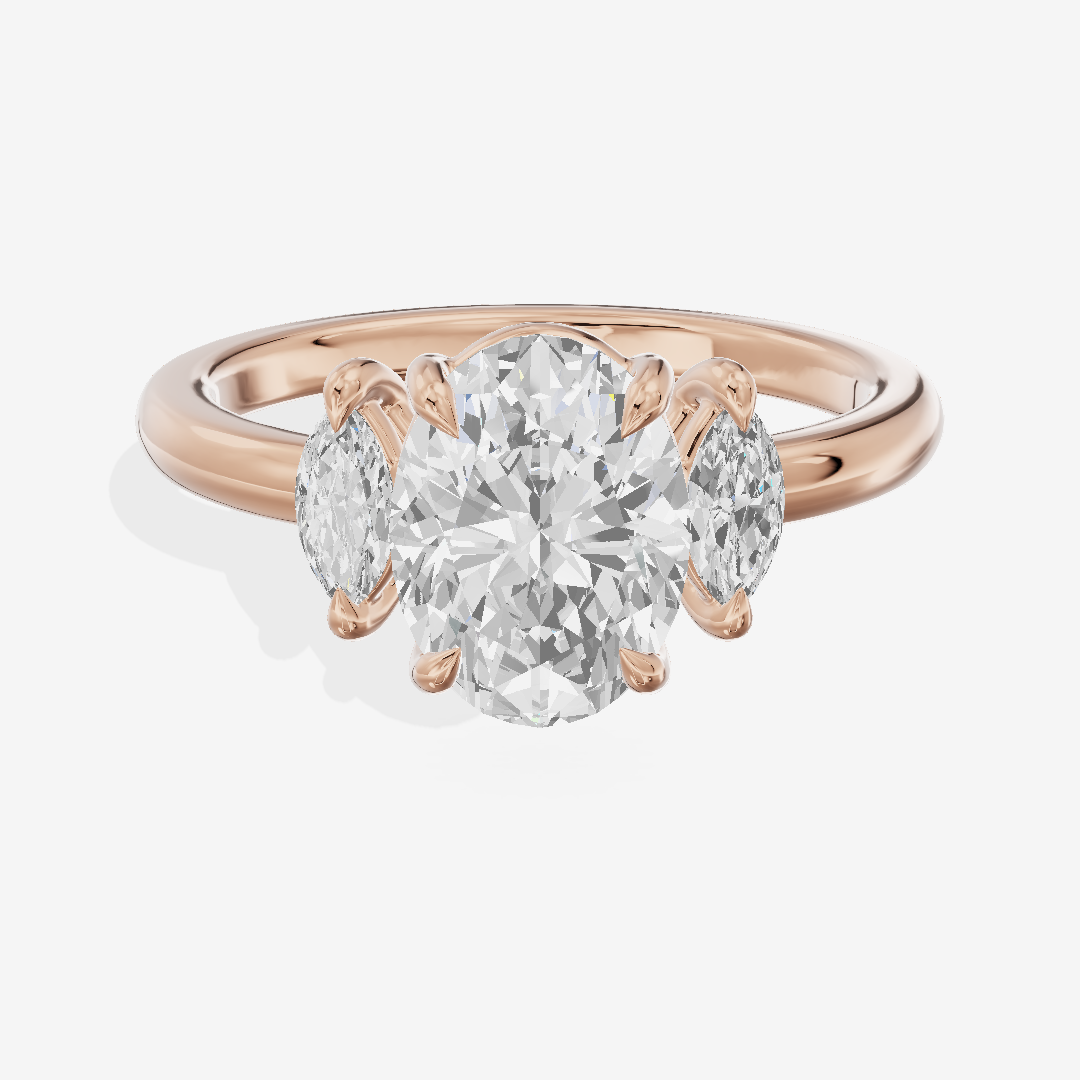 Classic Sincere Three Stone Oval Engagement Ring (1/3 ct. tw.) in 14K Rose Gold