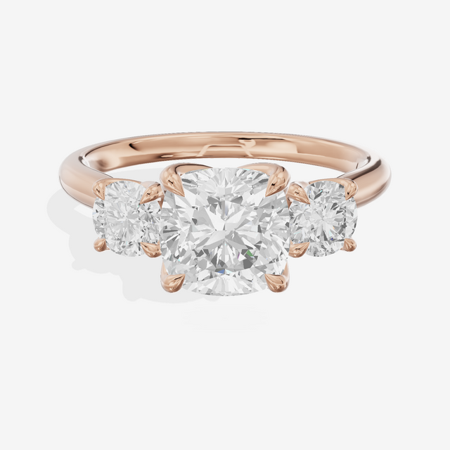Eternal Sincere Three Stone Cushion Engagement Ring (1/2 ct. tw.) in 18K Rose Gold
