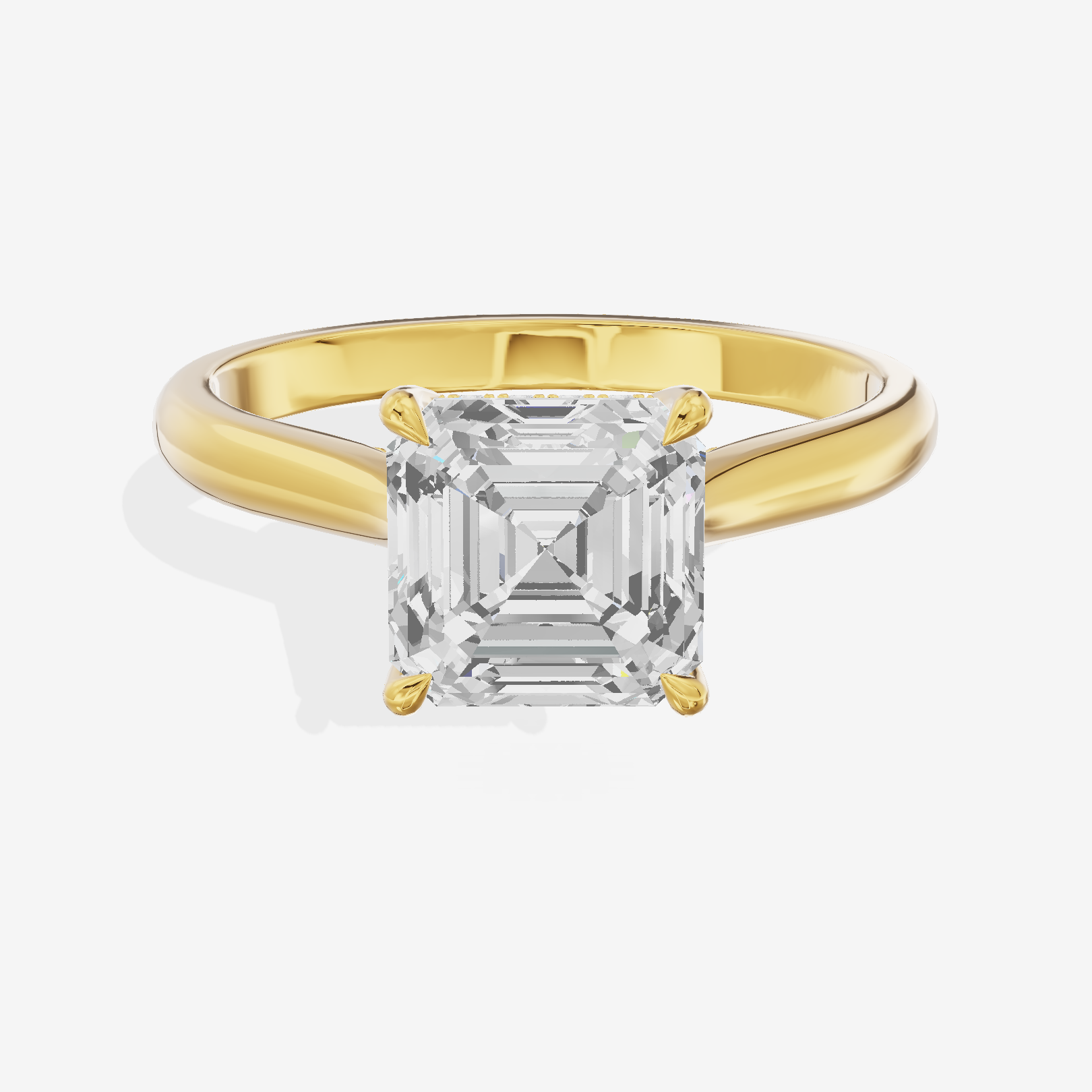 Vintage Halcyon Asscher Engagement Ring with Side Stones (1/8 ct. tw.) in 18K Yellow Gold
