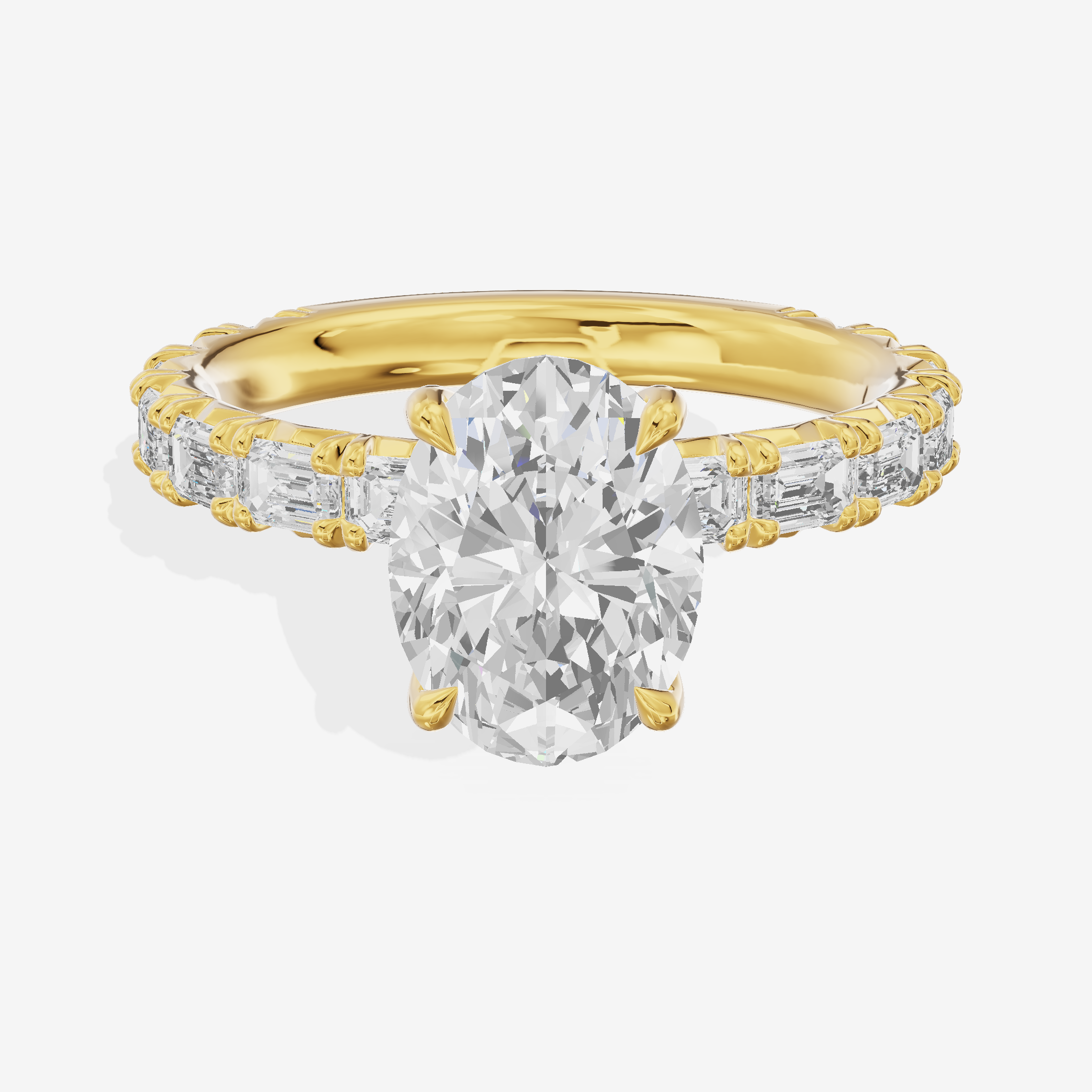 Grand Lumera Oval Engagement Ring with Side Stones (3/4 ct. tw.) in 18K Yellow Gold