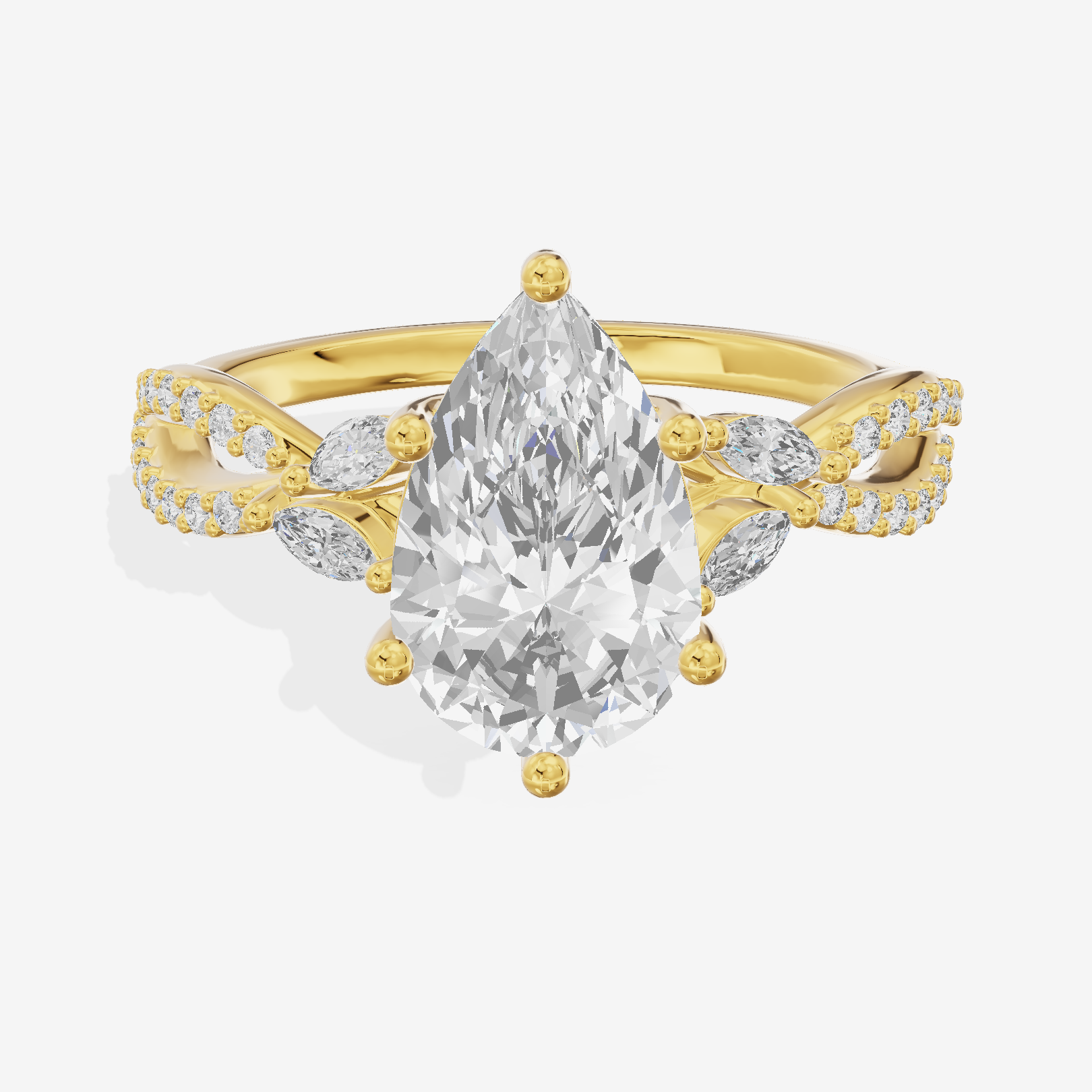 Luxe Lumera Pear Engagement Ring with Side Stones (1/4 ct. tw.) in 18K Yellow Gold