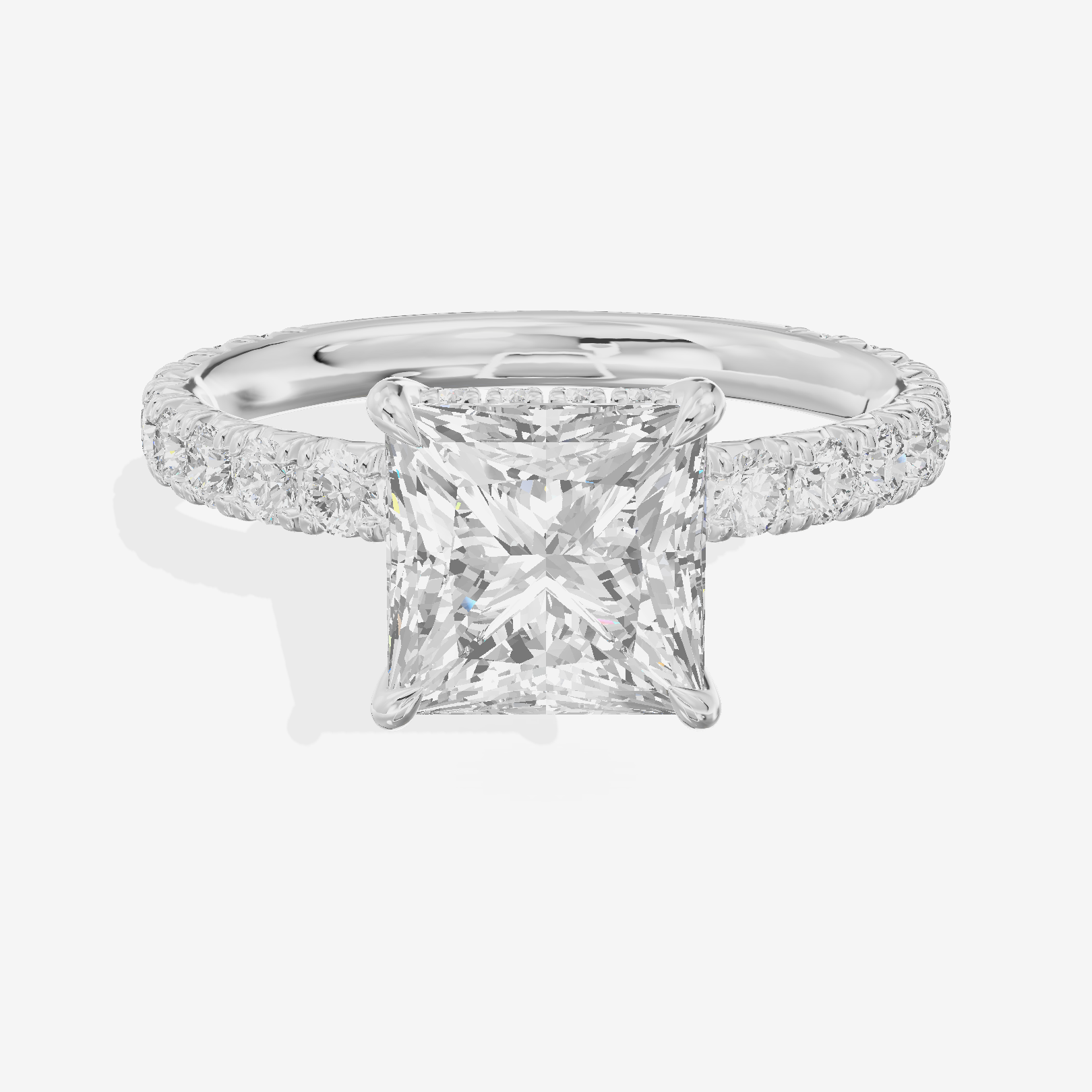 Sincere Pavé Princess Engagement Ring (3/5 ct. tw.) in 14K White Gold