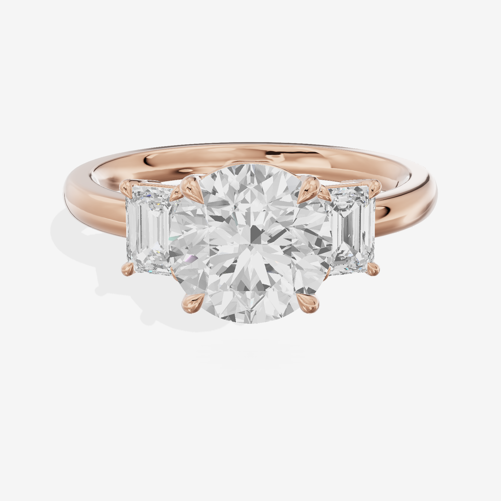 Petite Coeurine Three Stone Round Engagement Ring (1/5 ct. tw.) in 18K Rose Gold