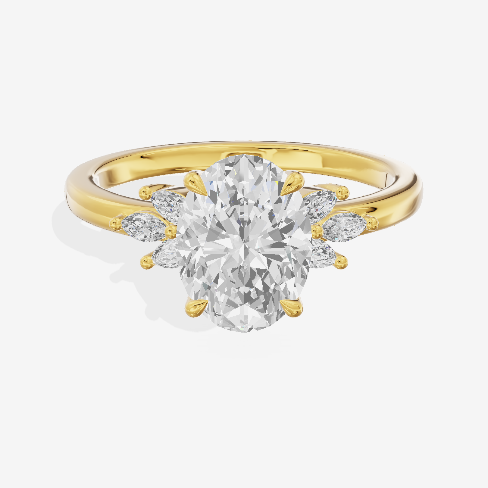 Modern Halcyon Oval Engraved Engagement Ring (1/5 ct. tw.) in 18K Yellow Gold