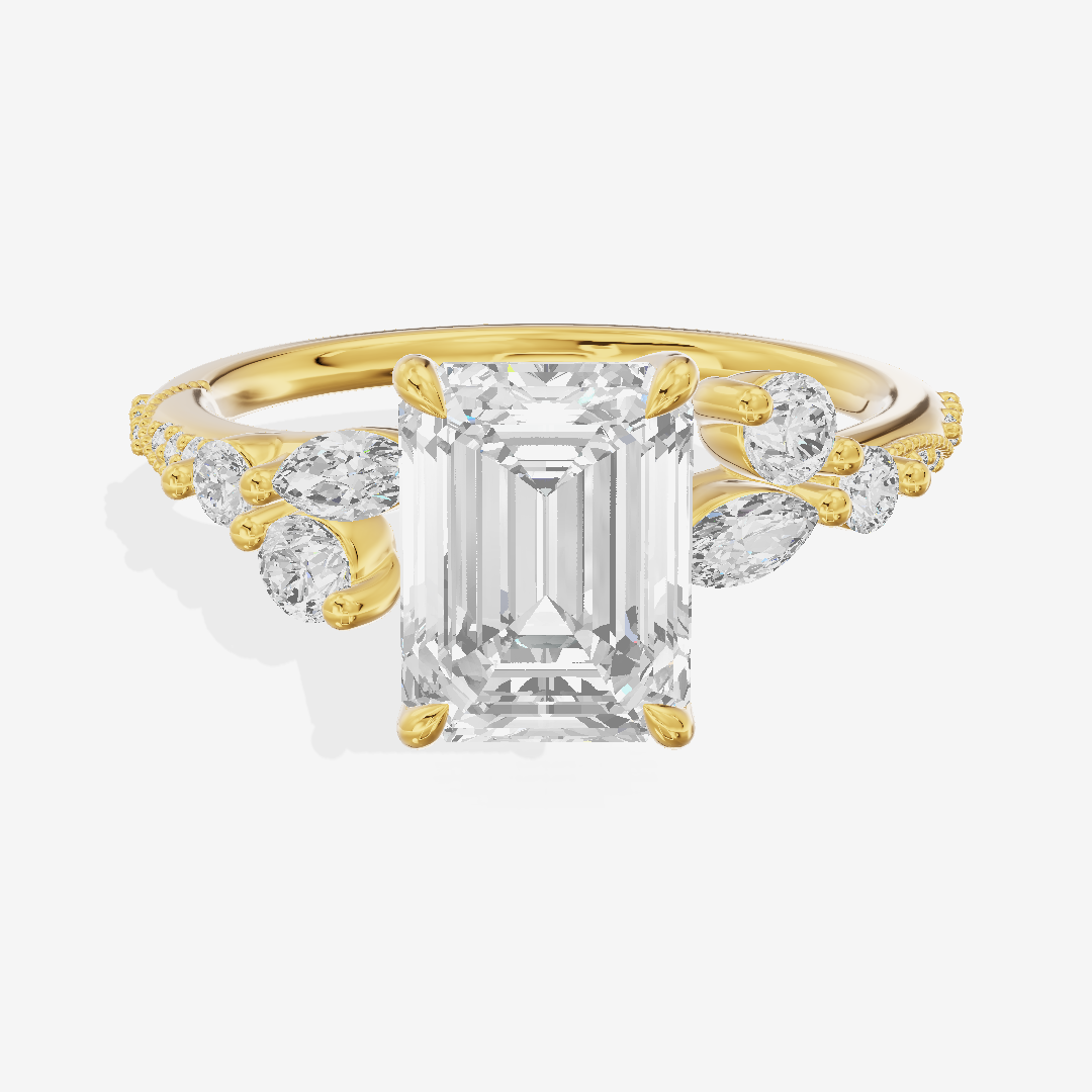 Luxe Halcyon Emerald Milgrain Engagement Ring (1/3 ct. tw.) in 18K Yellow Gold