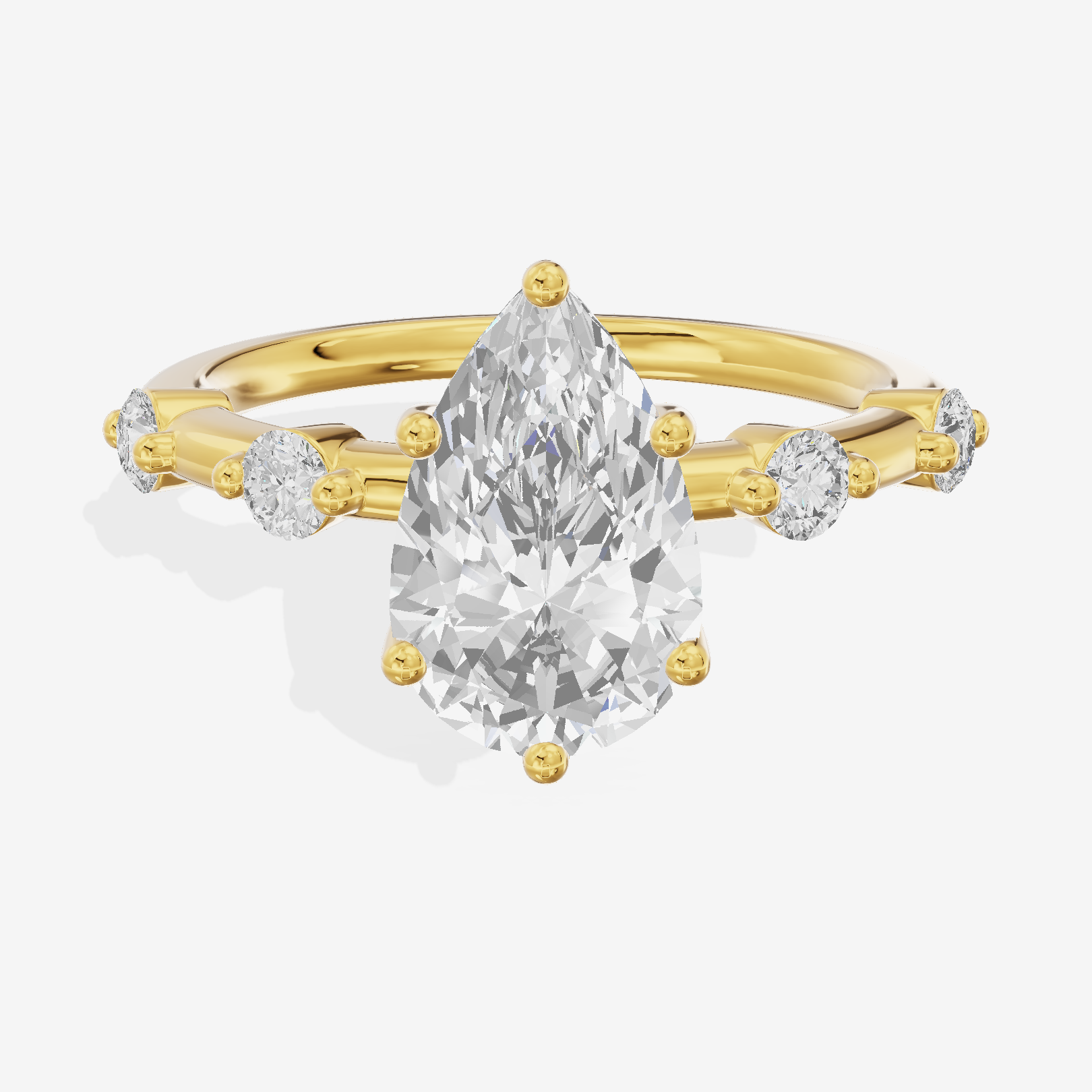 Petite Heartline Pear Engagement Ring with Side Stones (1/5 ct. tw.) in 18K Yellow Gold