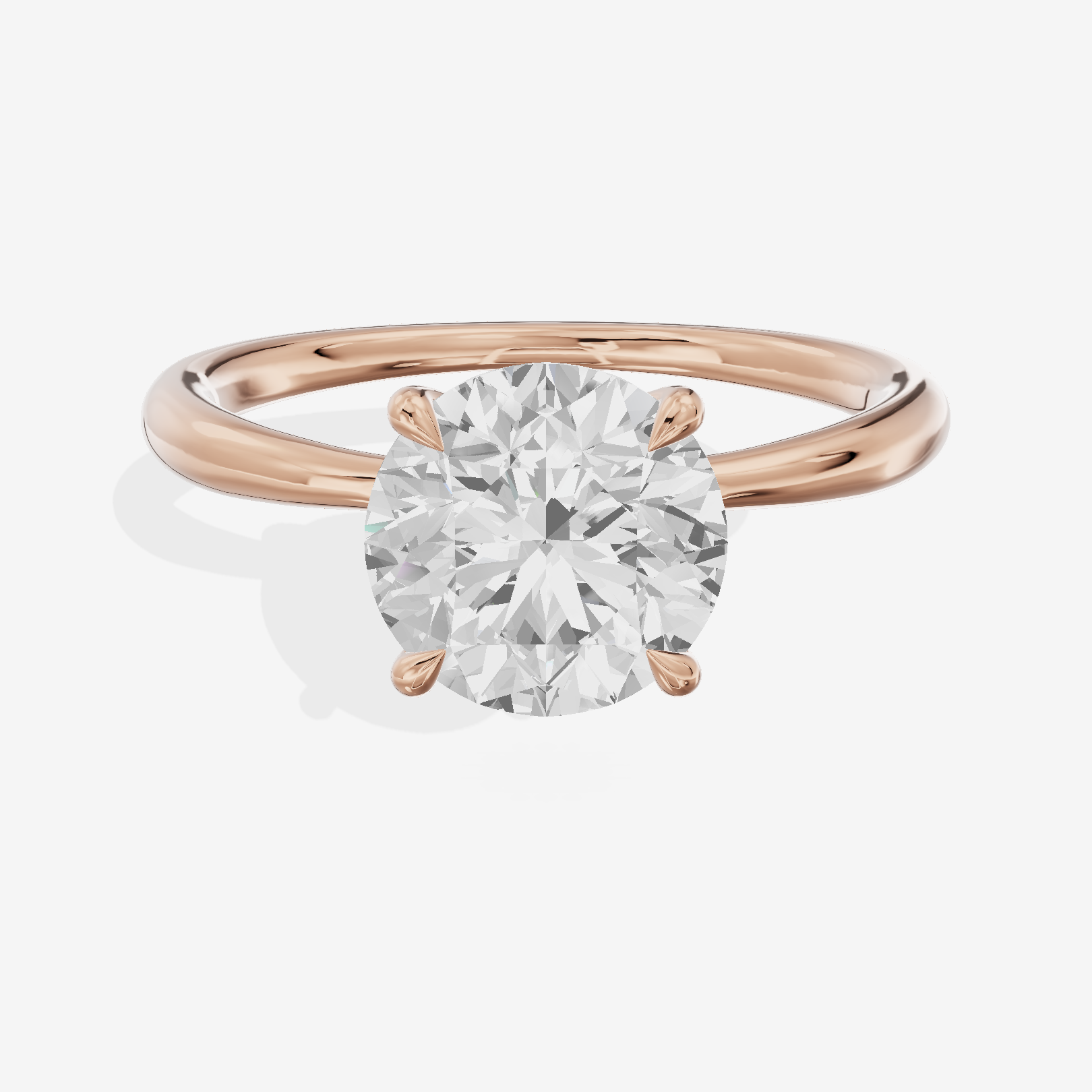 Whispered Aimora Round Solitaire Engagement Ring in 14K Rose Gold