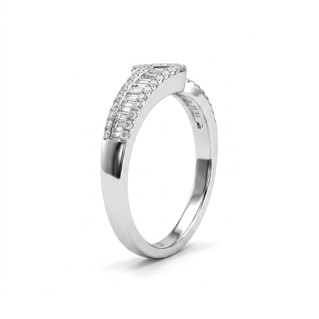Pavé Tapered Baguette Engagement Ring (2/3 ct. tw.) in 18K White Gold