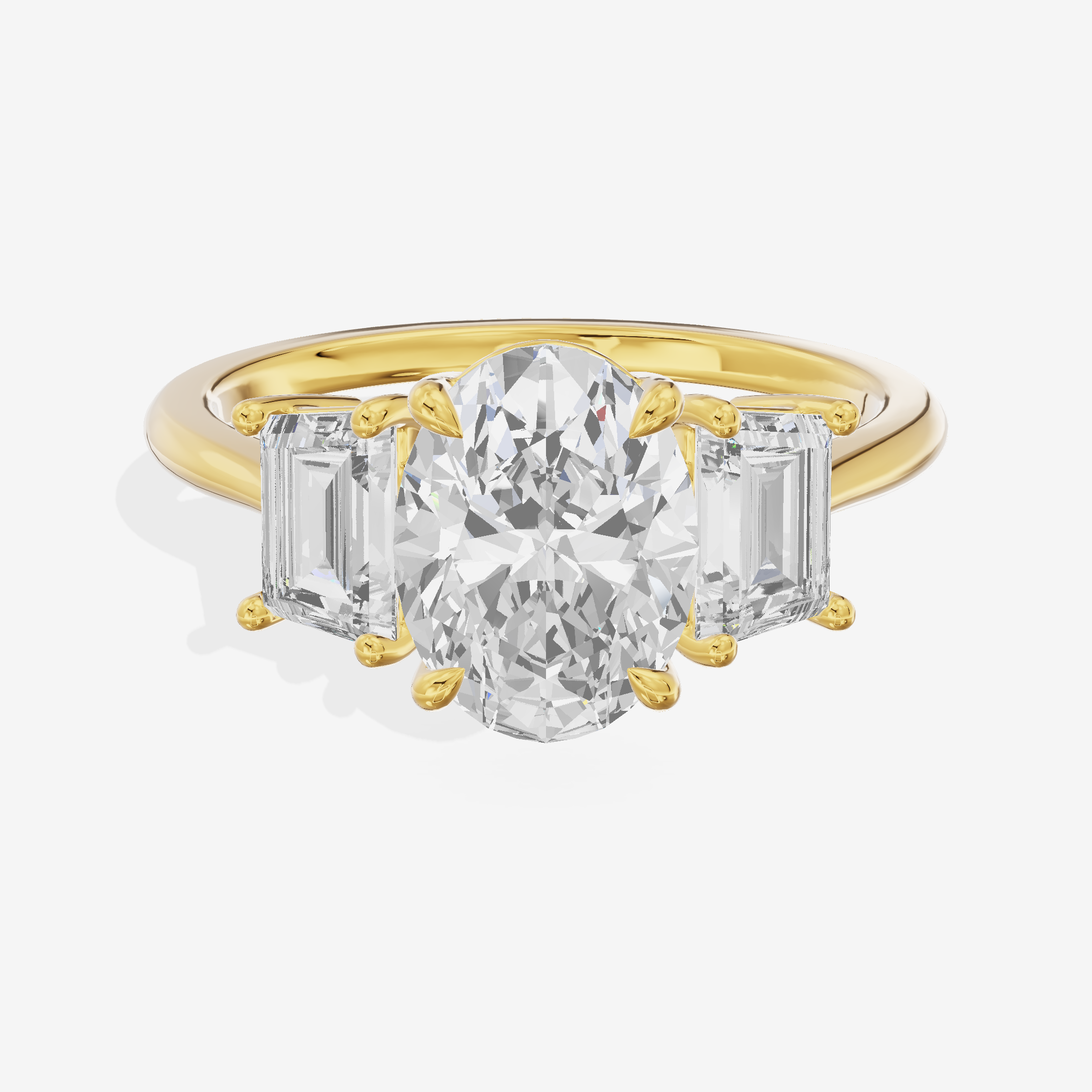 Luxe Promezza Three Stone Oval Engagement Ring (3/5 ct. tw.) in 18K Yellow Gold