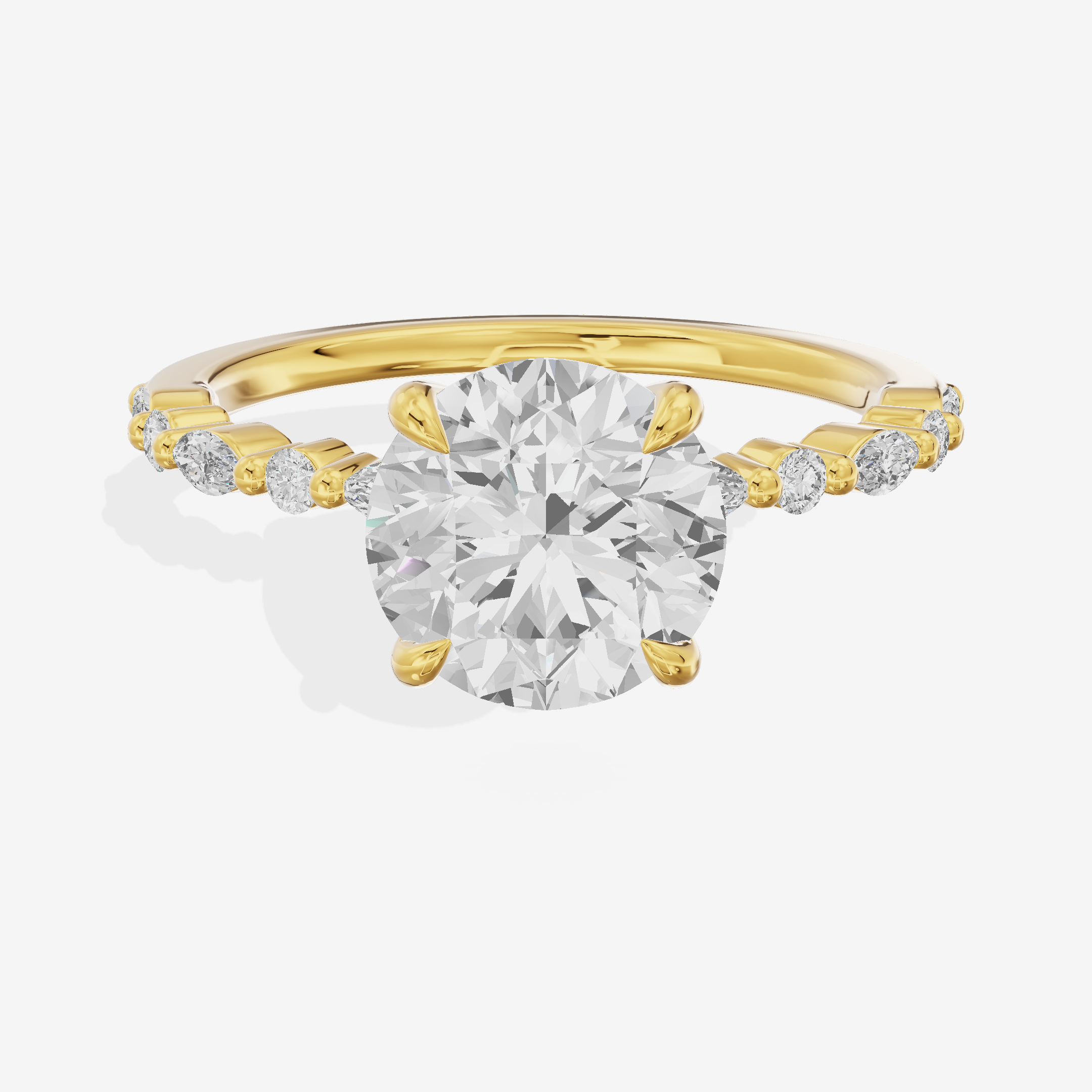 Classic Halcyon Round Engagement Ring with Side Stones (1/4 ct. tw.) in 18K Yellow Gold