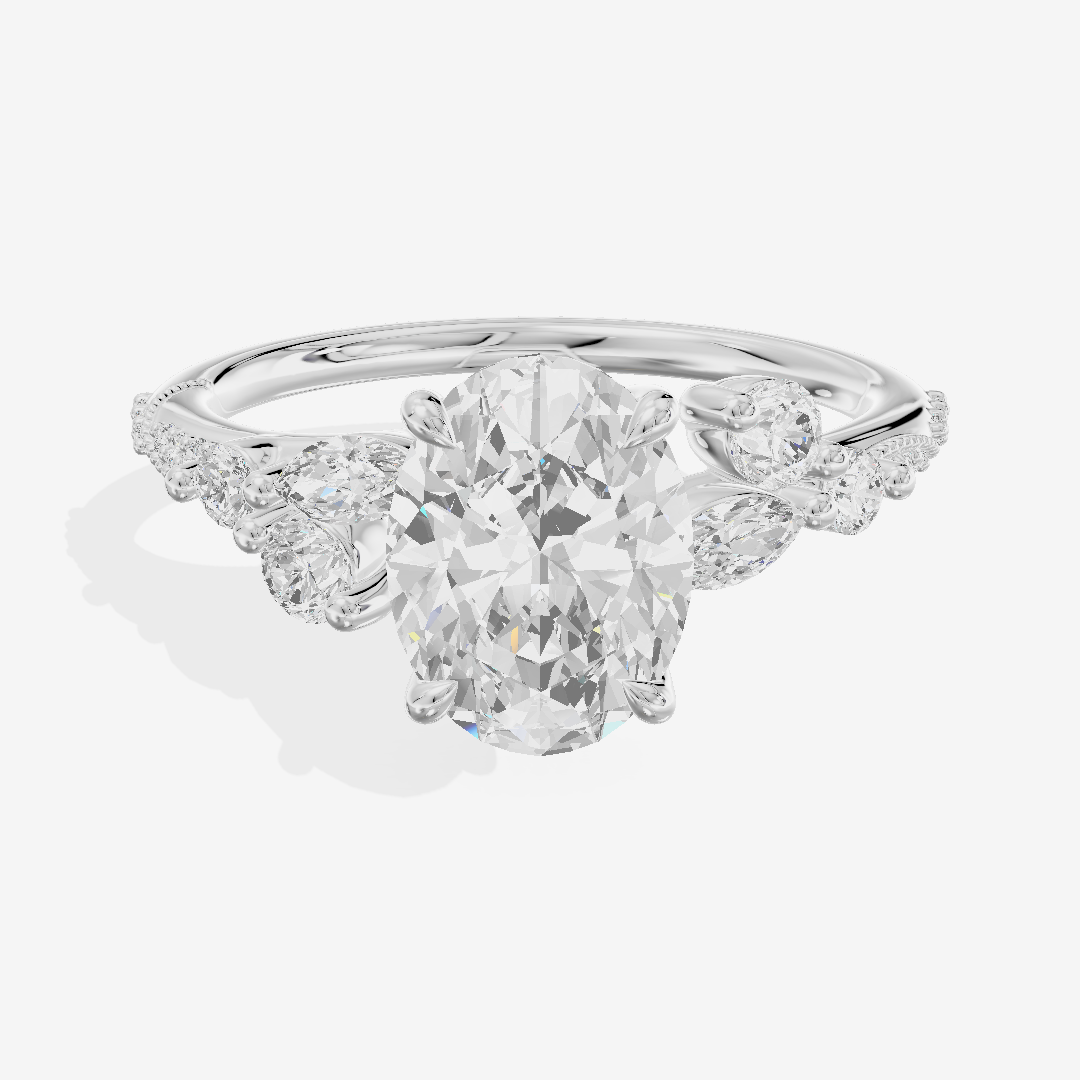 Luxe Halcyon Oval Milgrain Engagement Ring (1/3 ct. tw.) in 18K White Gold