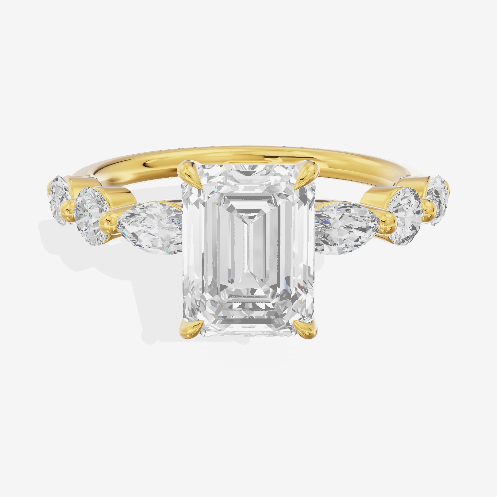 Grand Halcyon Emerald Engagement Ring with Side Stones (3/4 ct. tw.) in 14K Yellow Gold