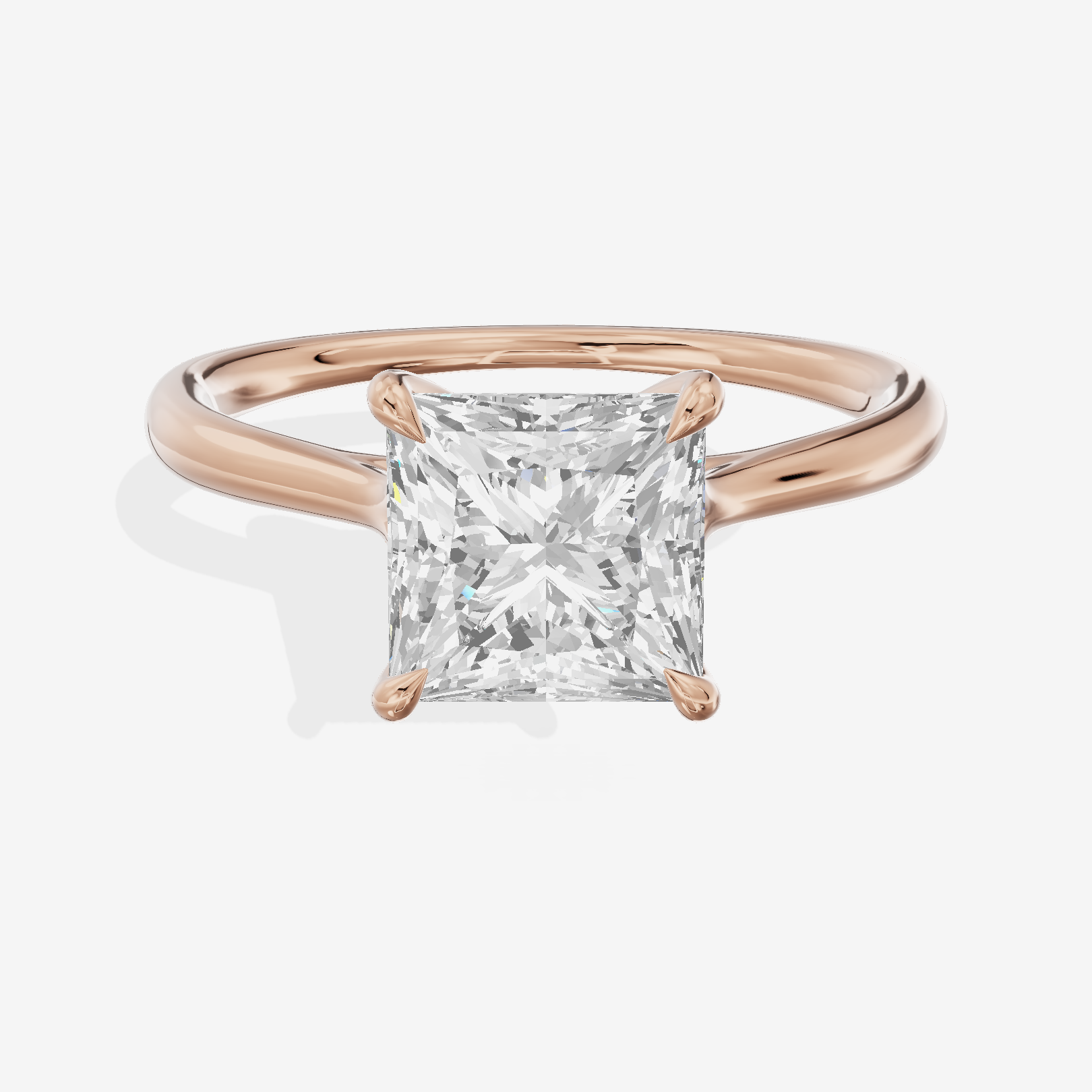 Mayrelle 2mm Princess Solitaire Engagement Ring in 18K Rose Gold