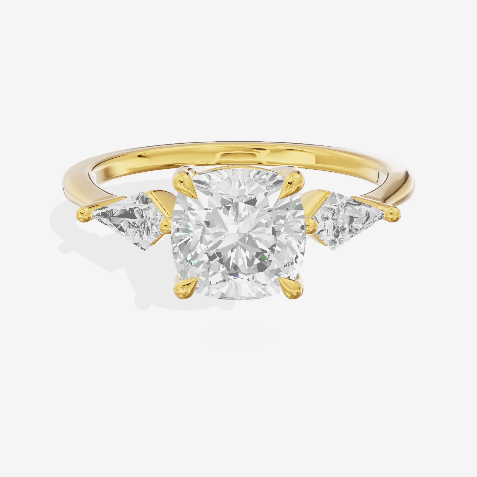 Luxe Maia Three Stone Cushion Engagement Ring (1/3 ct. tw.) in 18K Yellow Gold
