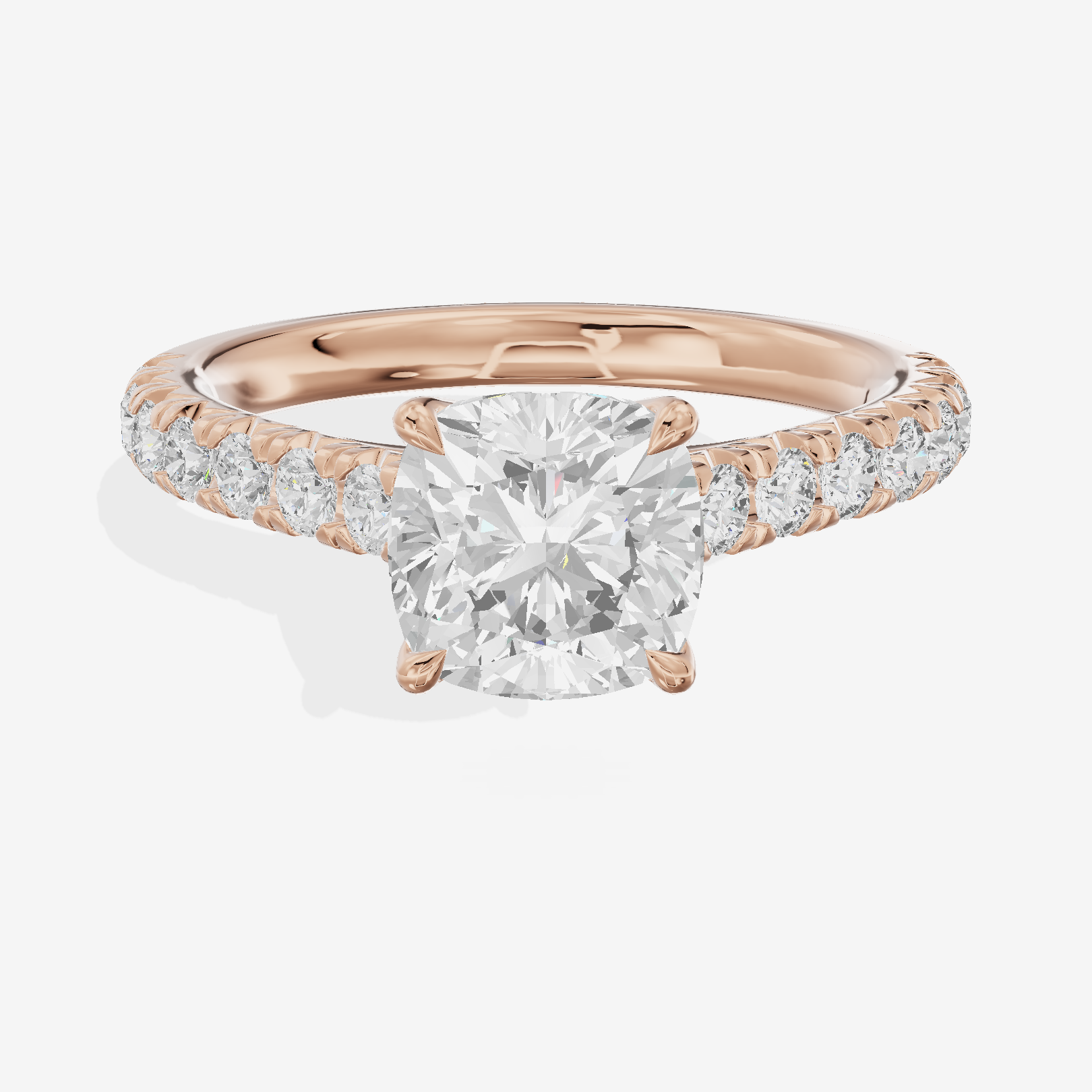 Whispered Sincere Cushion Engagement Ring with Side Stones (2/5 ct. tw.) in 18K Rose Gold