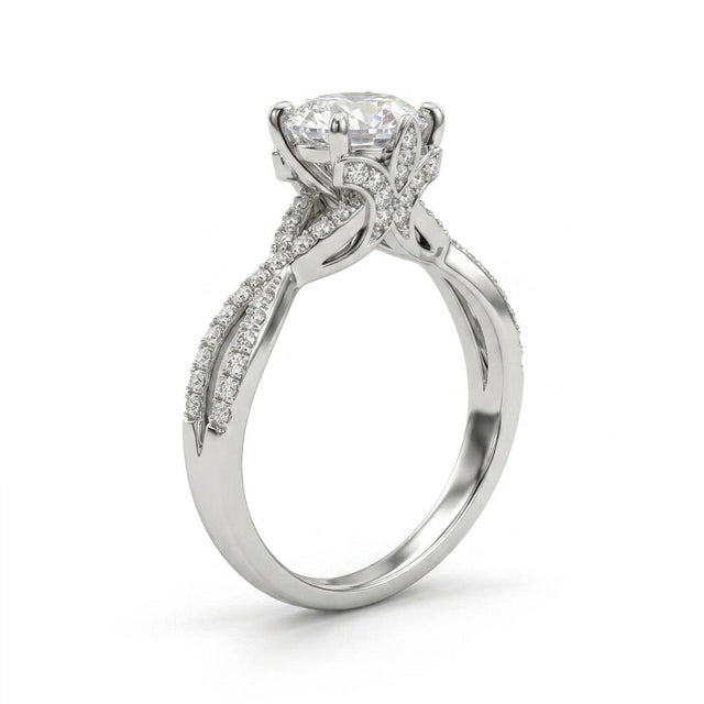 Solitaire Split Shank Round Engagement Ring (5/8 ct. tw.) in 18K White Gold