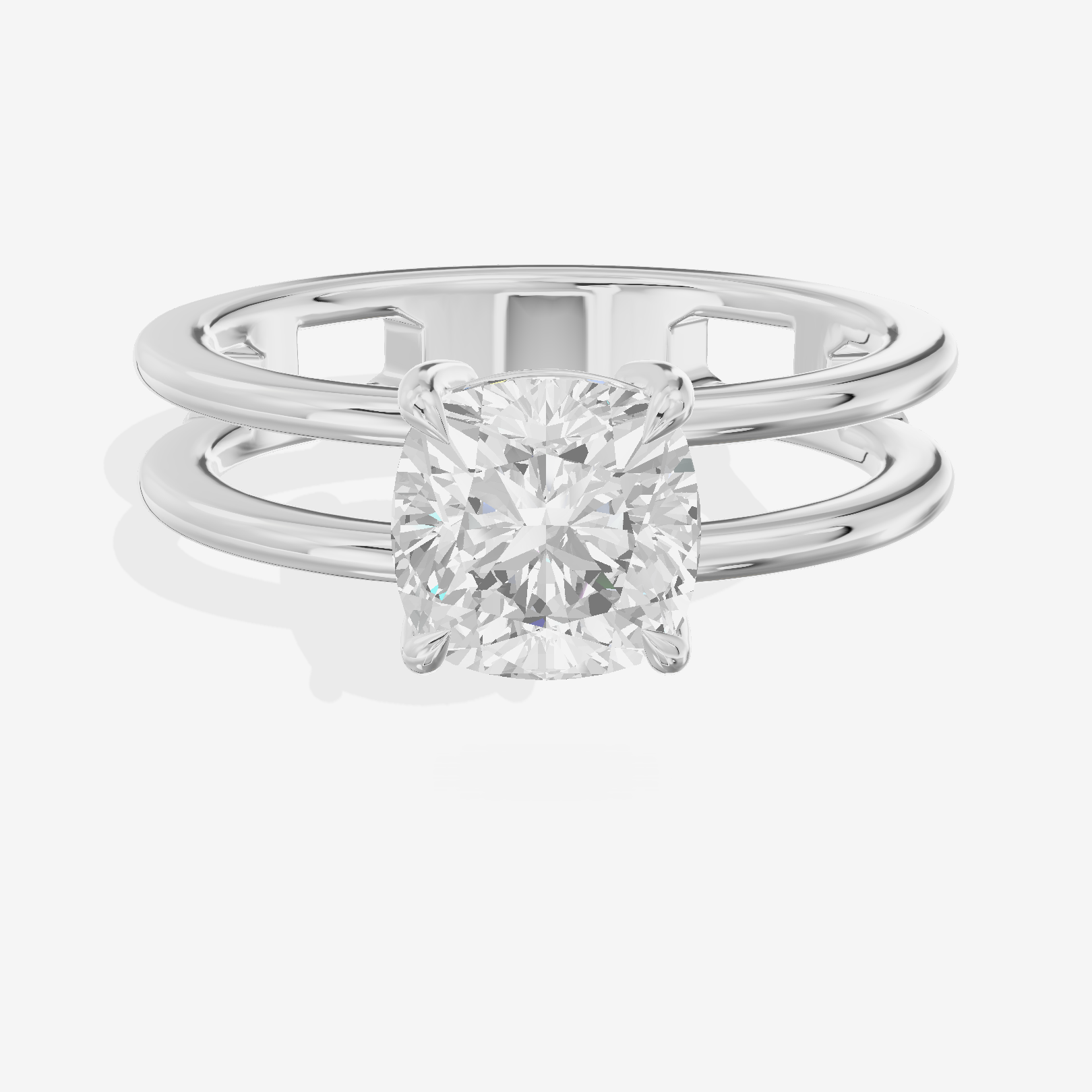 Sealed Promezza 4.3mm Cushion Solitaire Engagement Ring in 18K White Gold