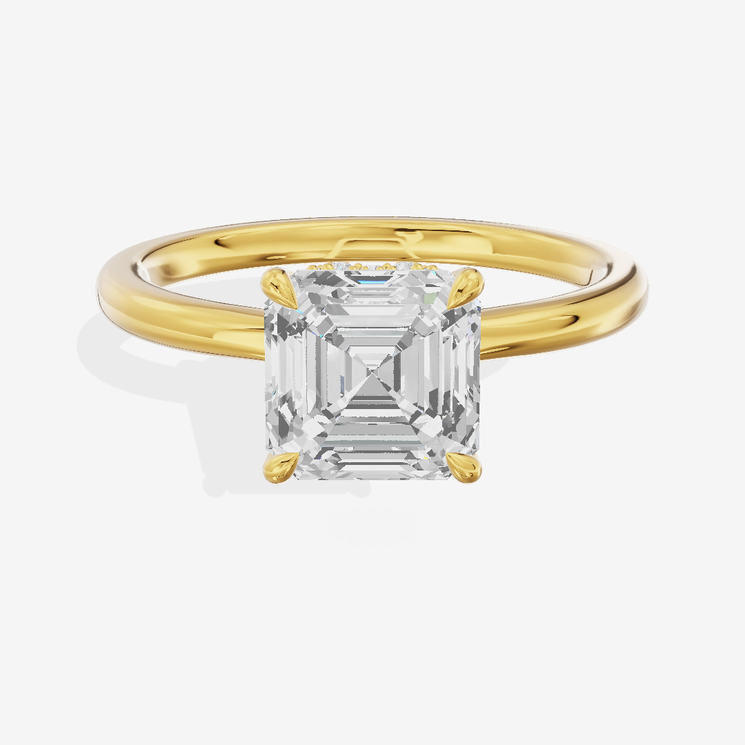 Grand Liviana Asscher Engagement Ring with Side Stones (1/10 ct. tw.) in 14K Yellow Gold