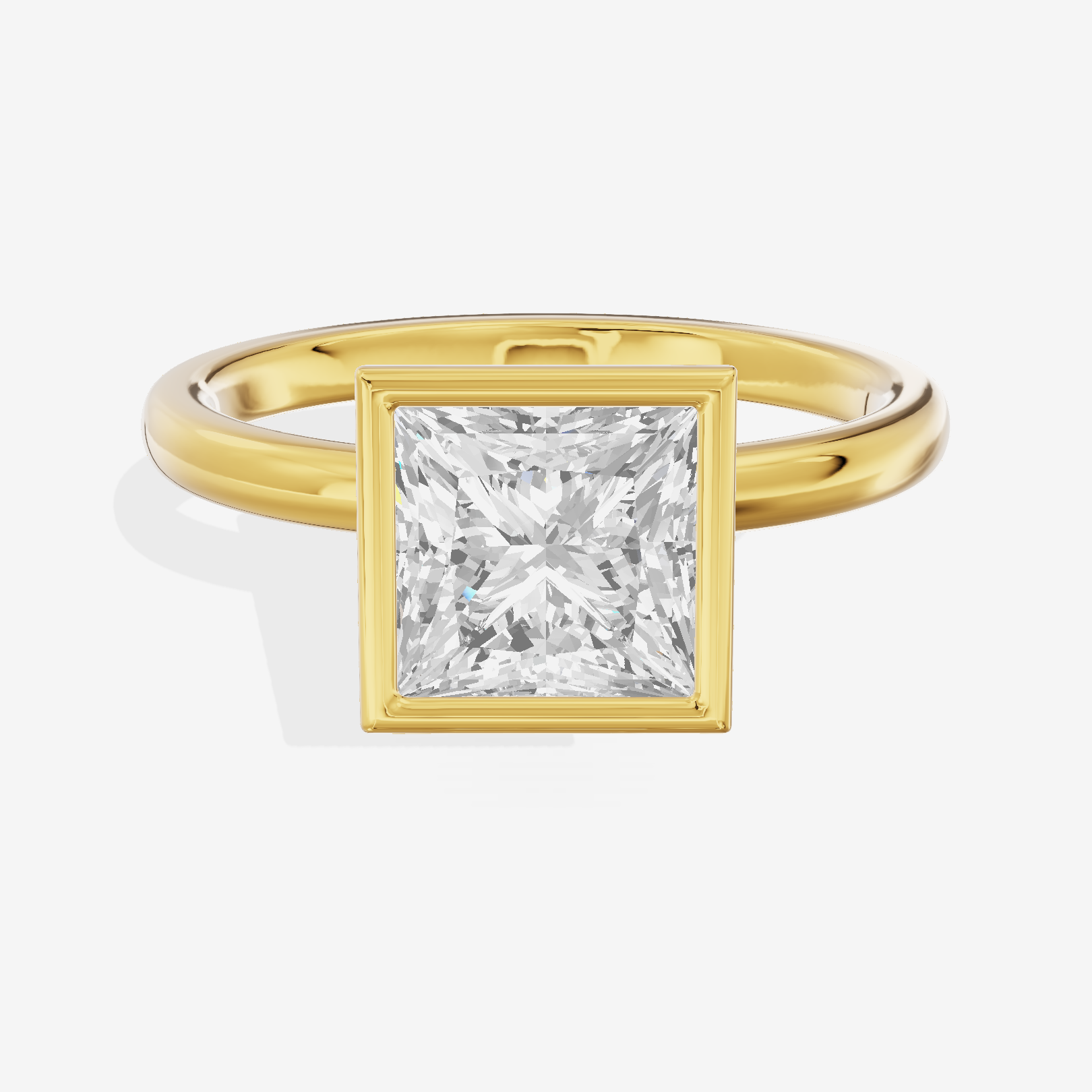 Trellise Bezel 2mm Princess Solitaire Engagement Ring in 14K Yellow Gold
