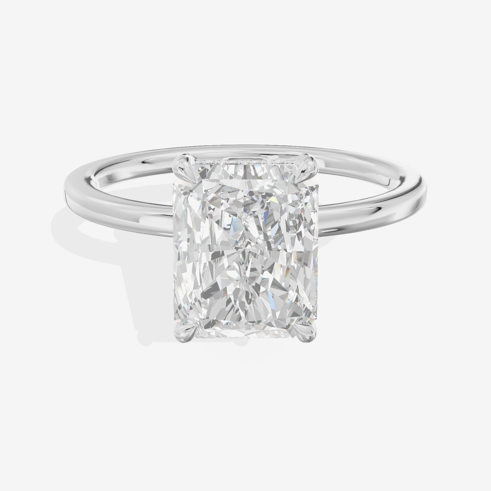 Lustrous Linger Radiant Engagement Ring with Side Stones (1/10 ct. tw.) in Platinum