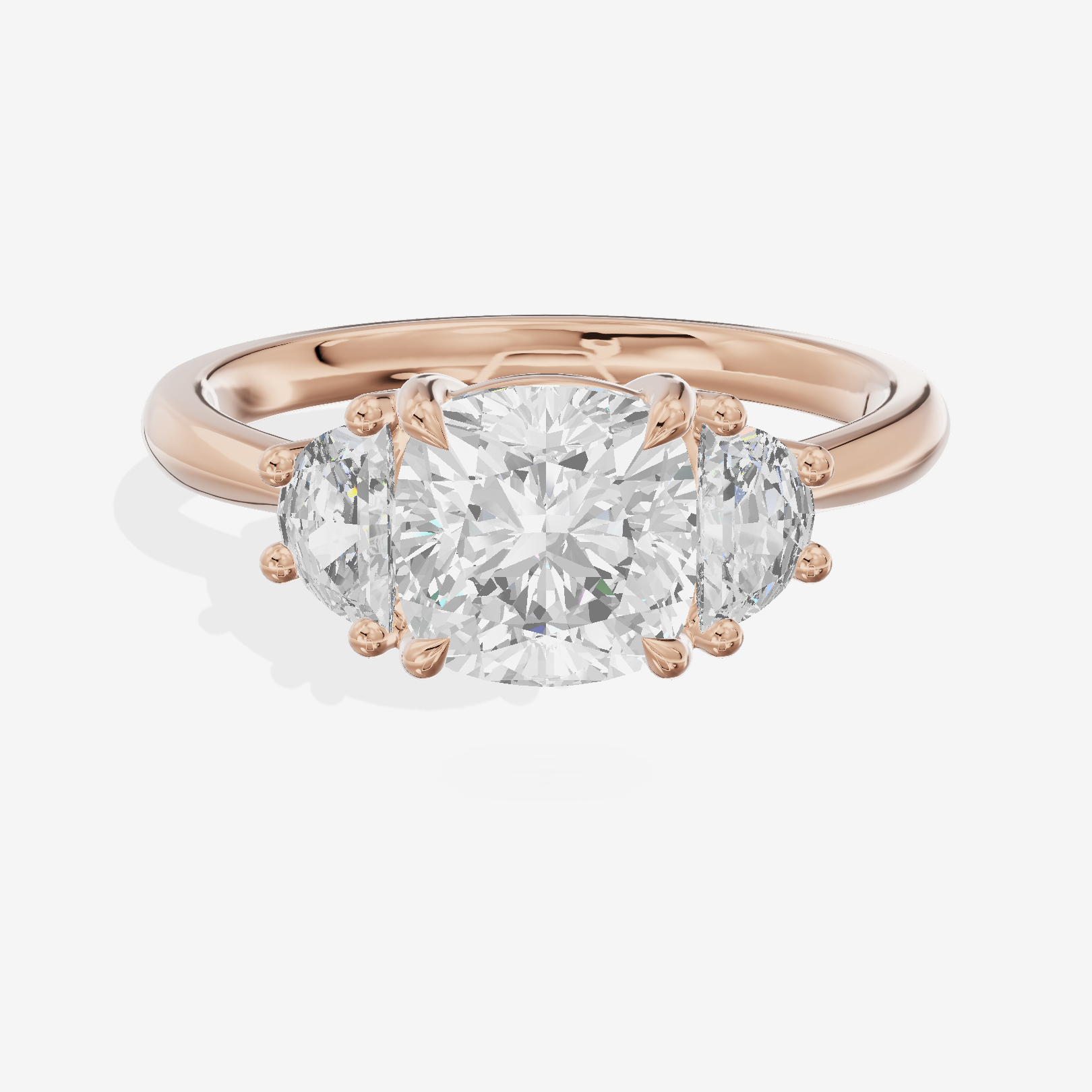 Petite Belovae Cushion Three Stone Engagement Ring (1/2 ct. tw.) in 18K Rose Gold